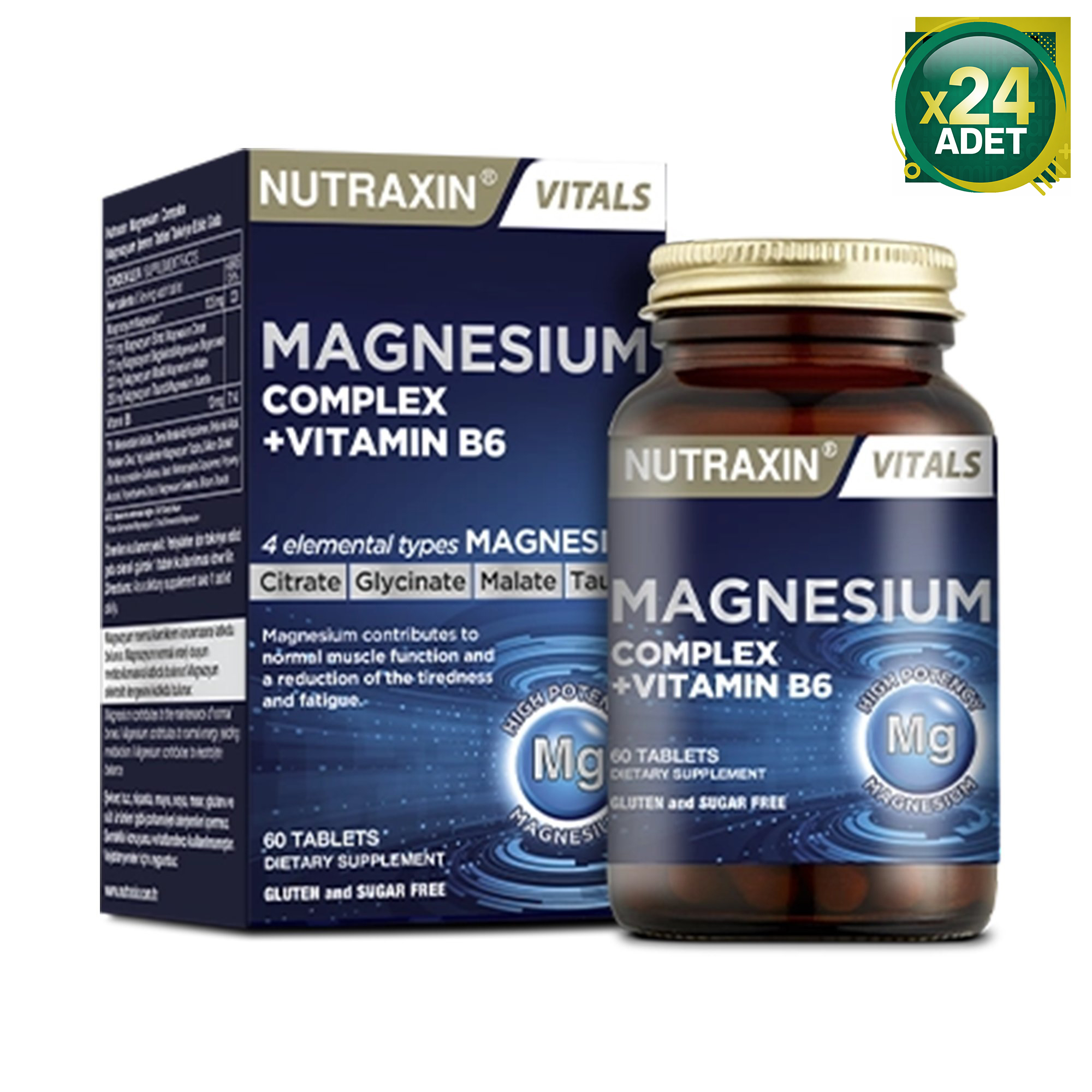 Nutraxin Magnesium Complex + Vitamin B6 60 Tablet 24 Adet