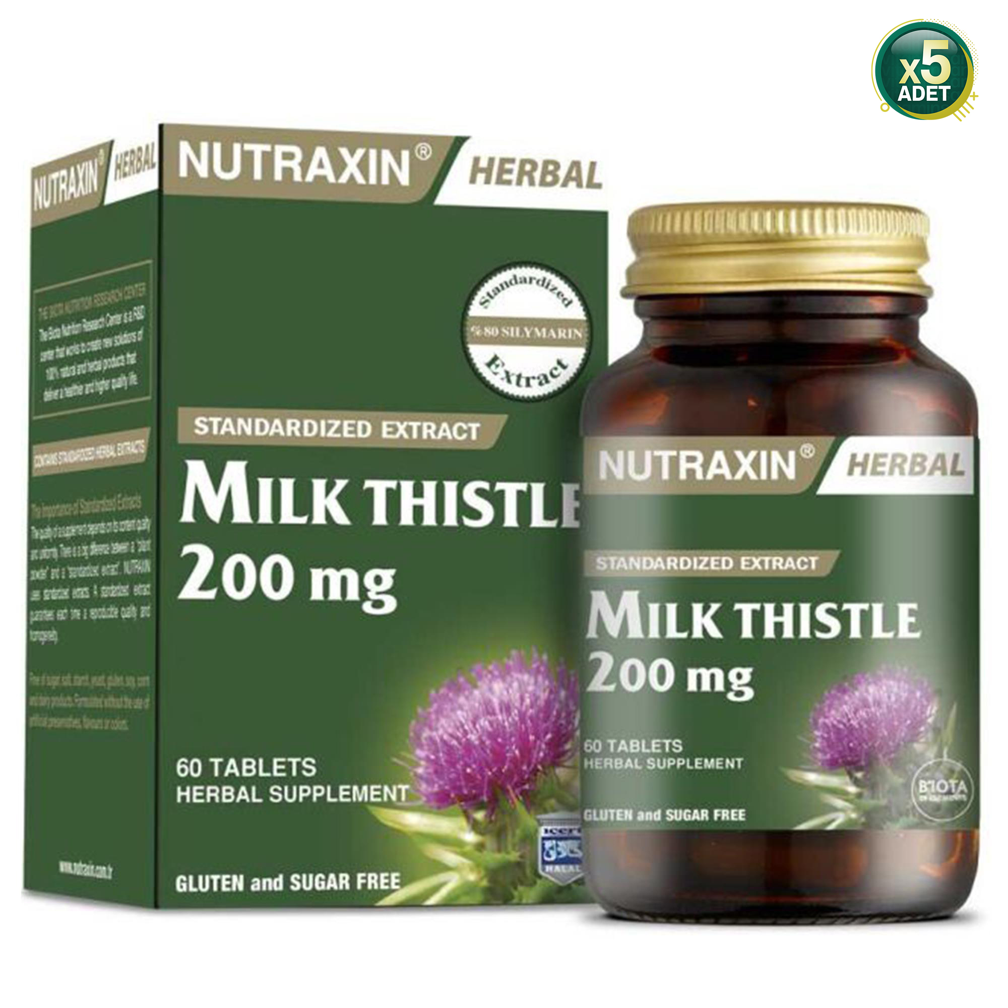 Nutraxin Milk Thistle 200 Mg 60 Tablet 5 Adet