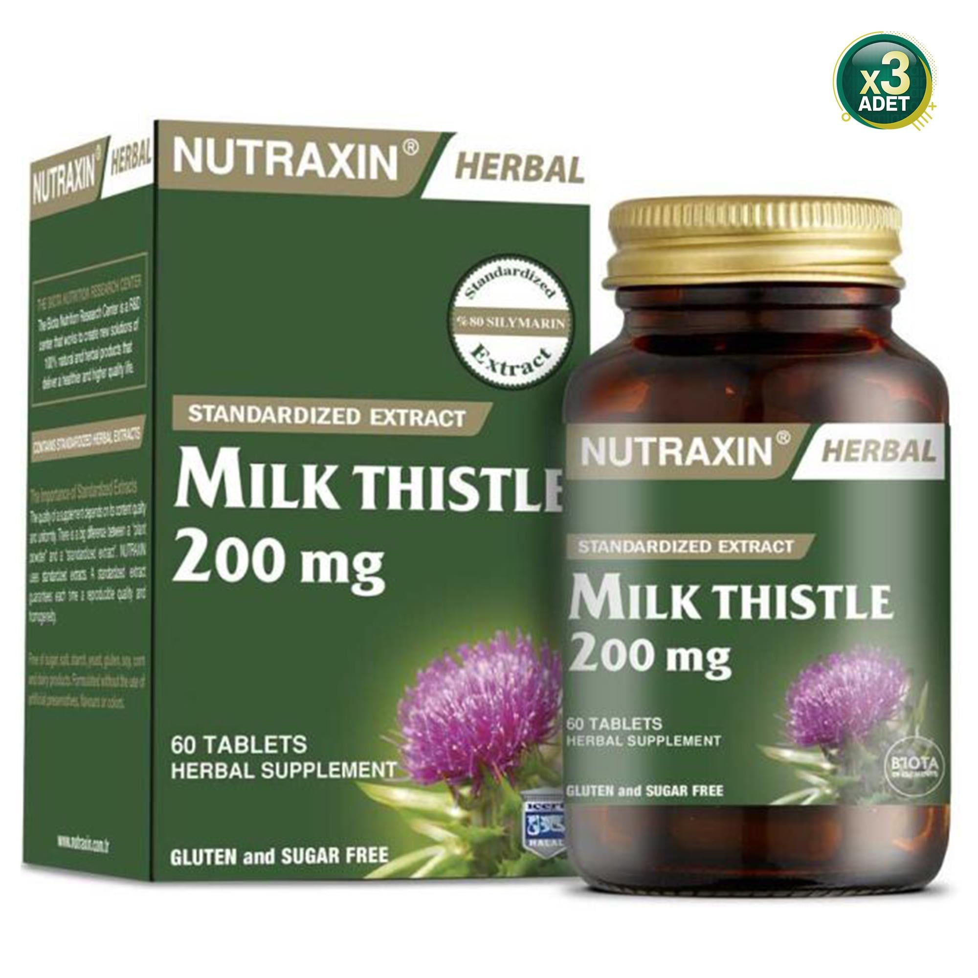 Nutraxin Milk Thistle 200 mg 60 Tablet 3'lü