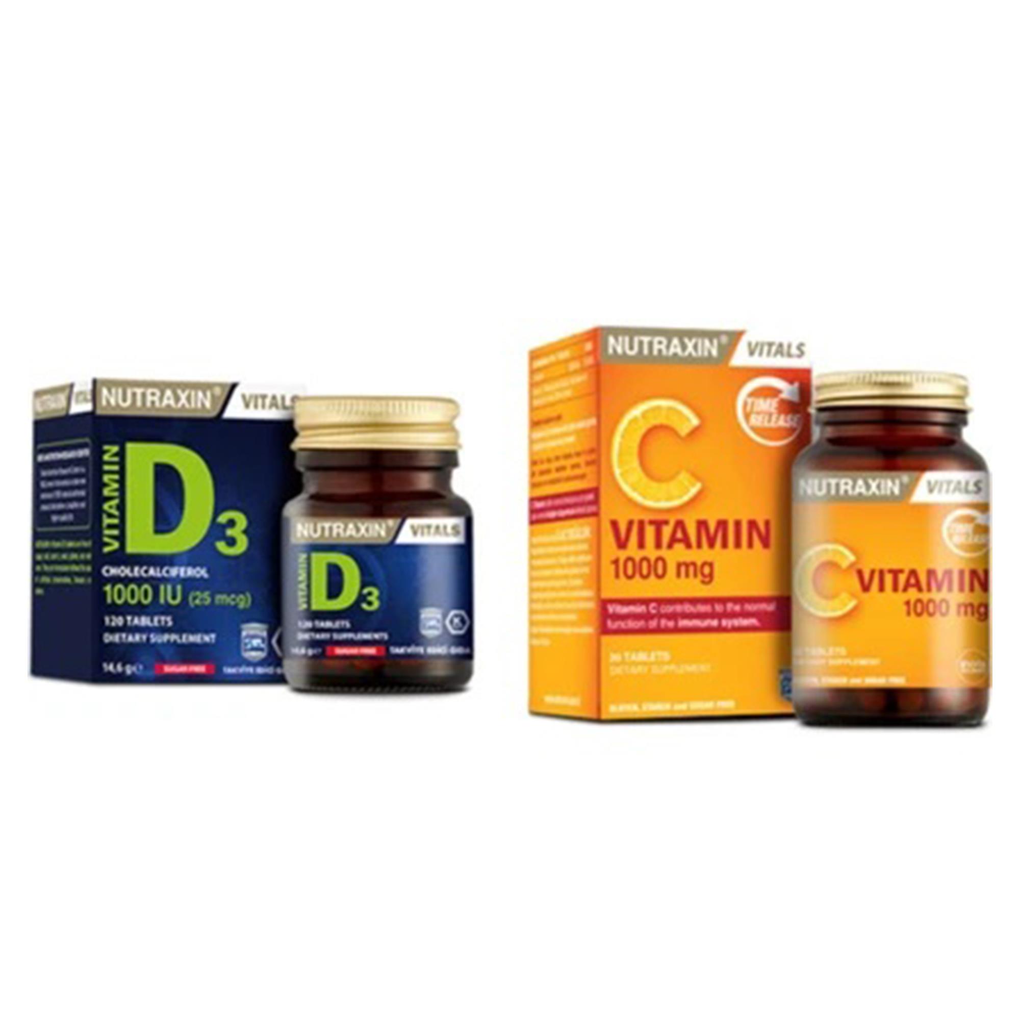 Nutraxin Vitamin D3 1000 120 Tablet & C Vitamini 1000 Mg 30tablet--