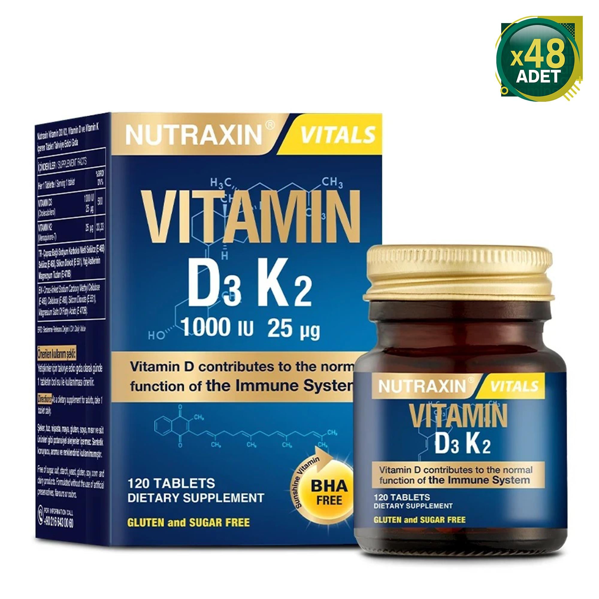 Nutraxin Vitamin D3K2 1000 Iu 120 Tablet 48 Adet