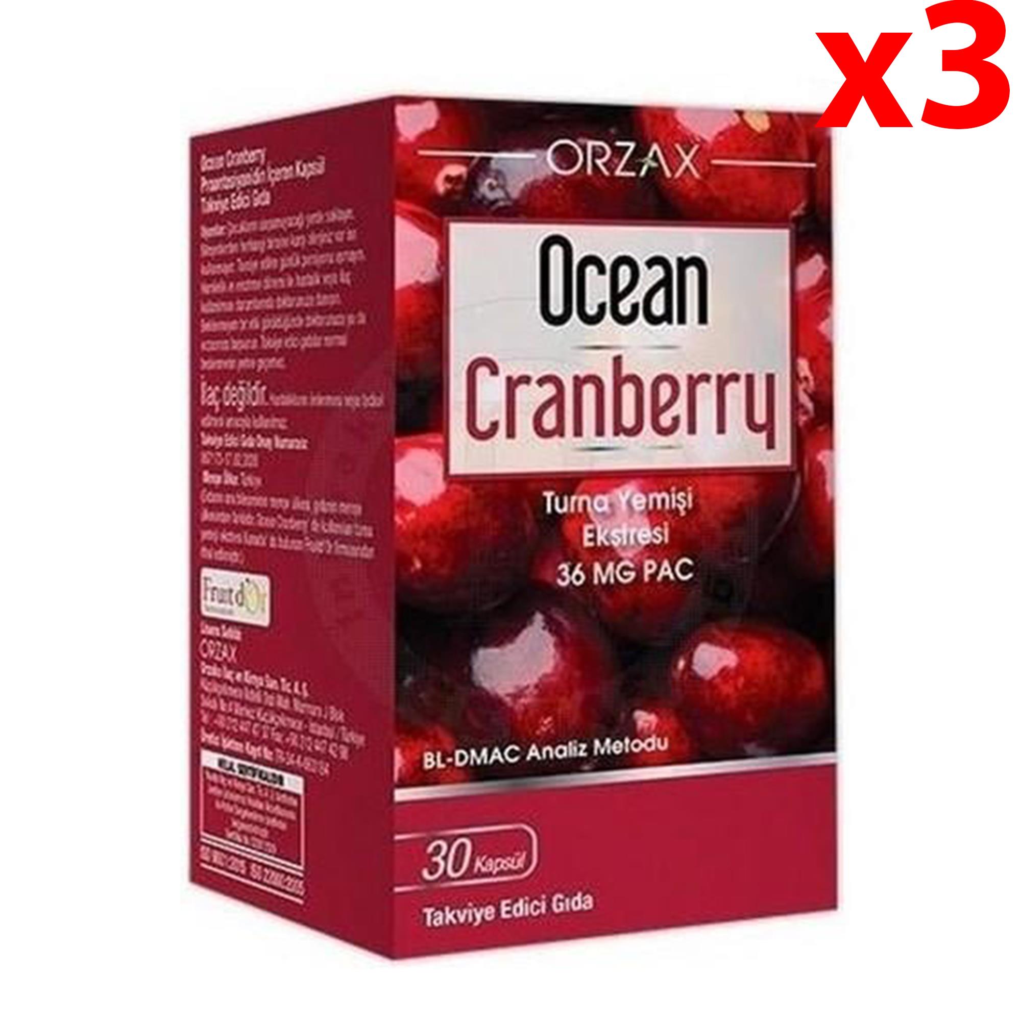 Ocean Cranberry Turna Yemişi Ekstresi 36 Mg Pac 30 Kapsül 3 Adet