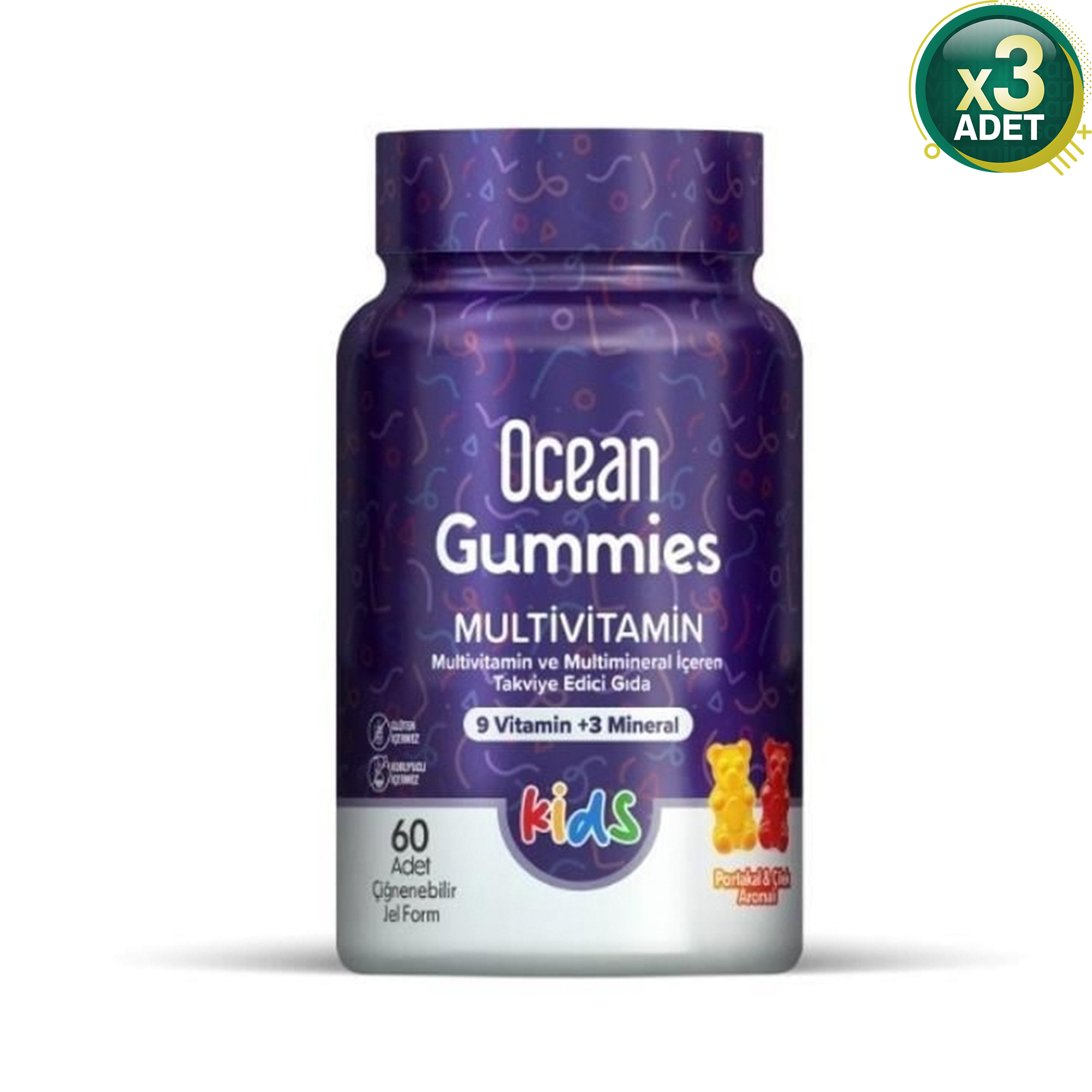 Ocean Kids Multivitamin Çiğnenebilir 60 Tablet 3 Adet