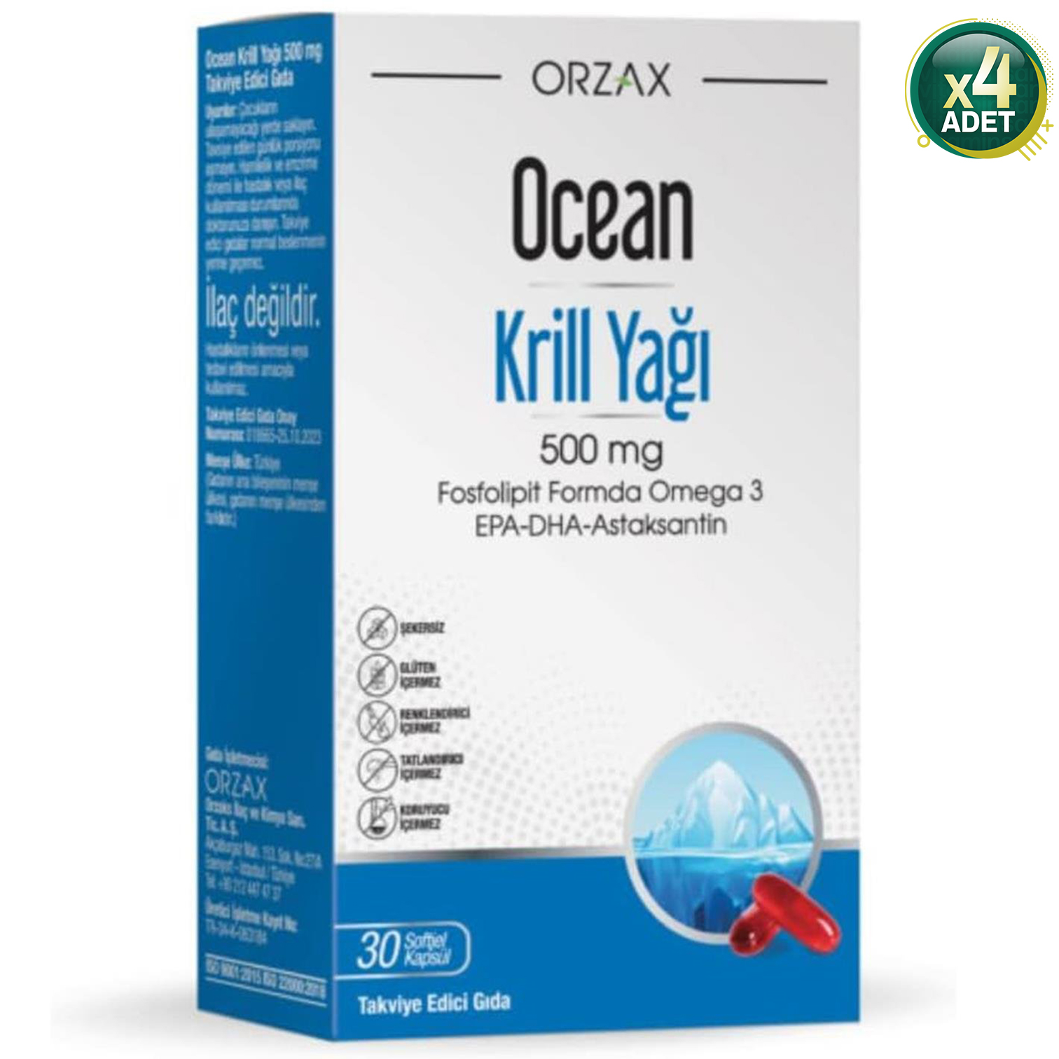 Ocean Krill Oil 500 mg 30 Kapsül 4 Adet