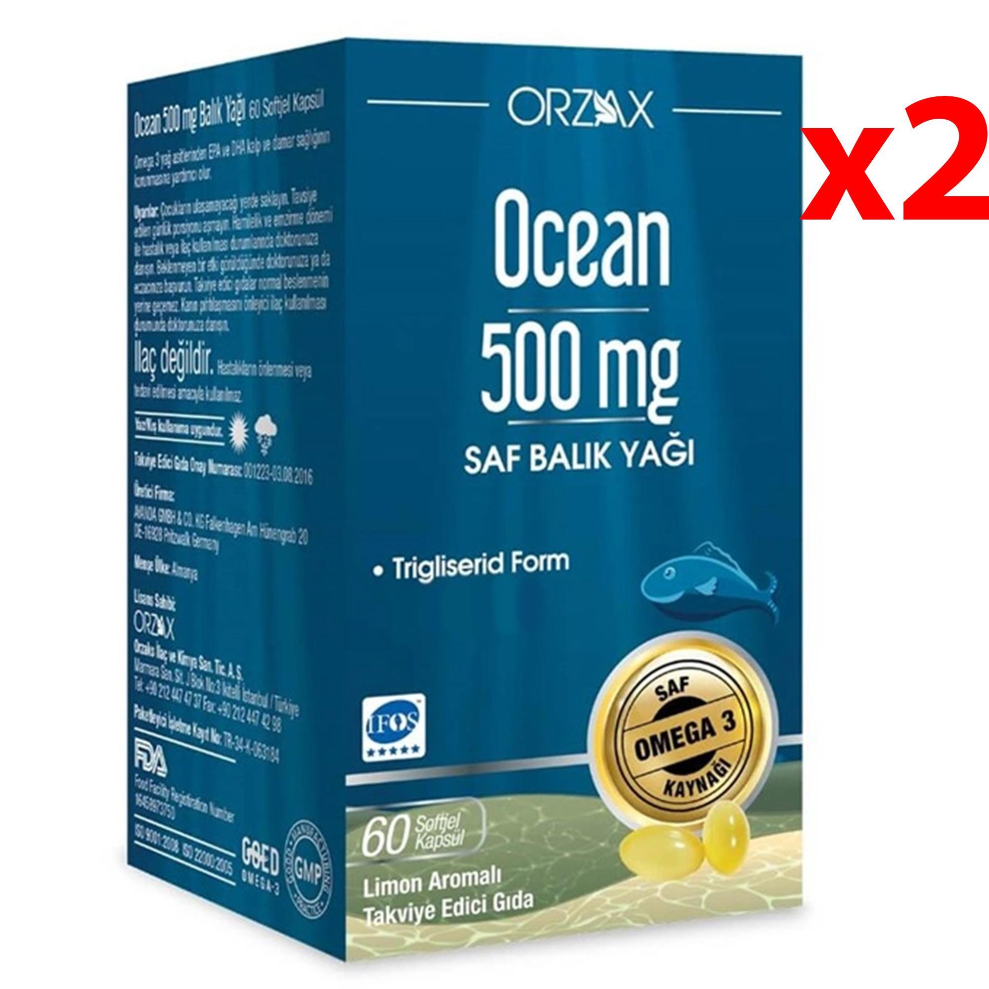Ocean Omega 3 Balık Yağı 500 mg 60 Kapsül 2 Adet