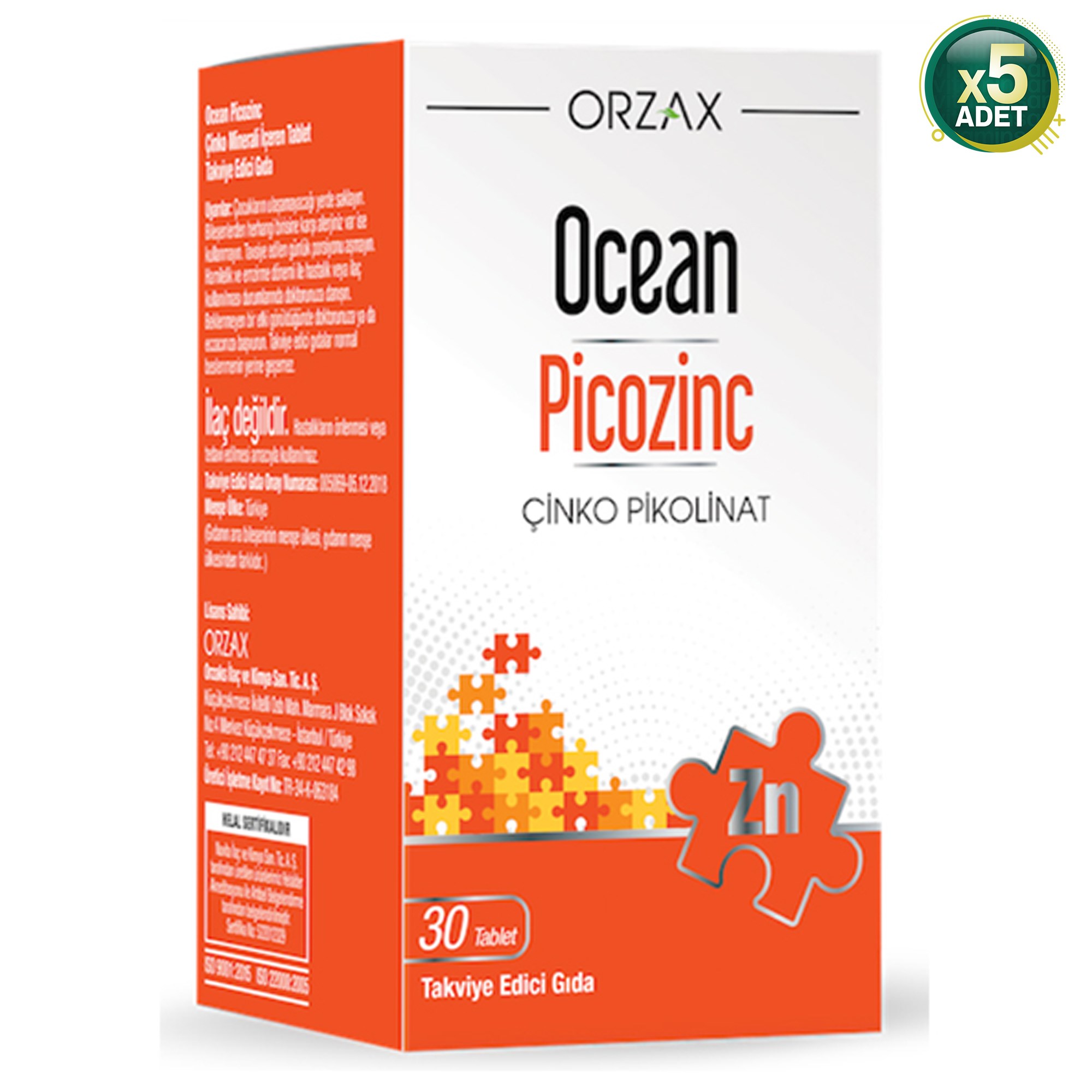 Ocean Picozinc 30 Tablet 5 Adet