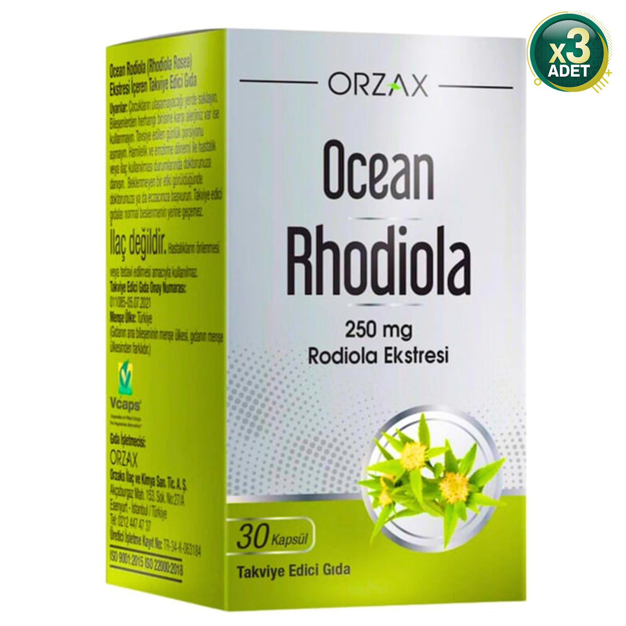 Ocean Rhodiola 250 mg 30 Kapsül 3'lü