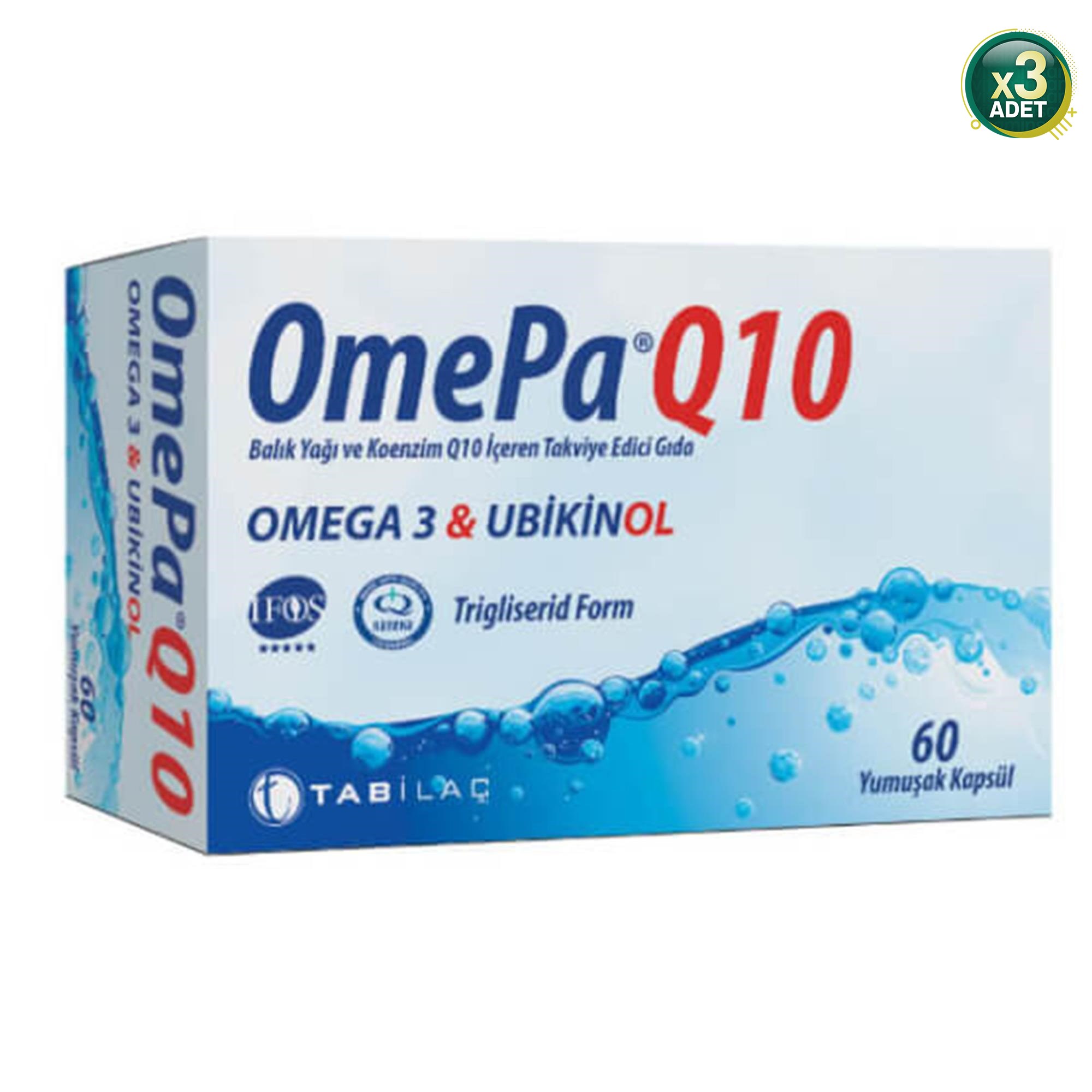 Omepa Q10 Omega 3 Ubiquinol Balık Yağı 60 Kapsül - 3 Adet (180 Kapsül)