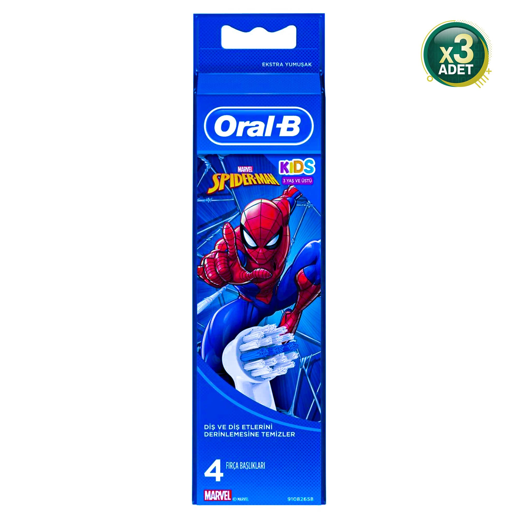 Oral-B Spiderman 4'lü Çocuk Diş Fırçası Başlığı 3 Adet