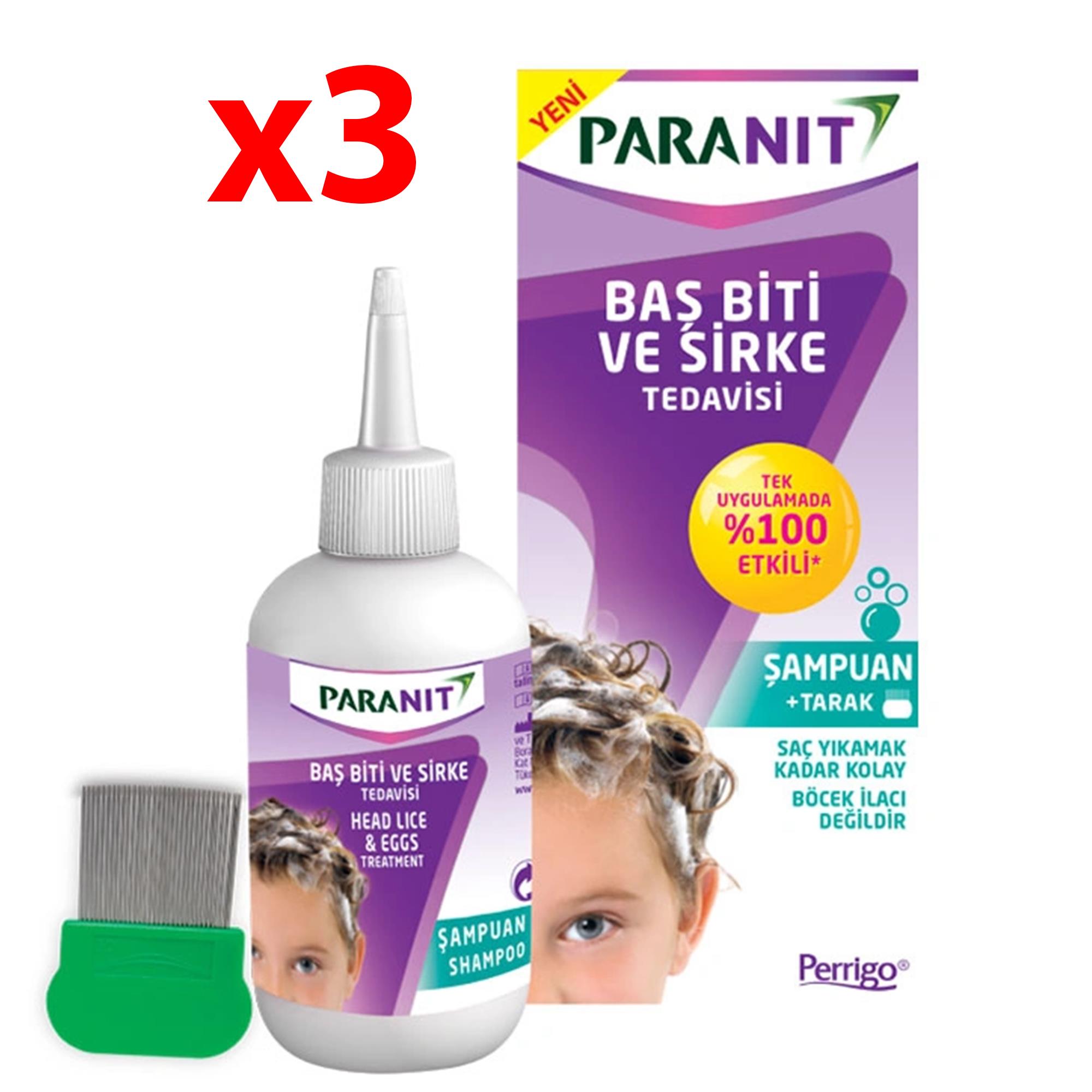 Paranit Şampuan + Tarak 100 ml 3 Adet