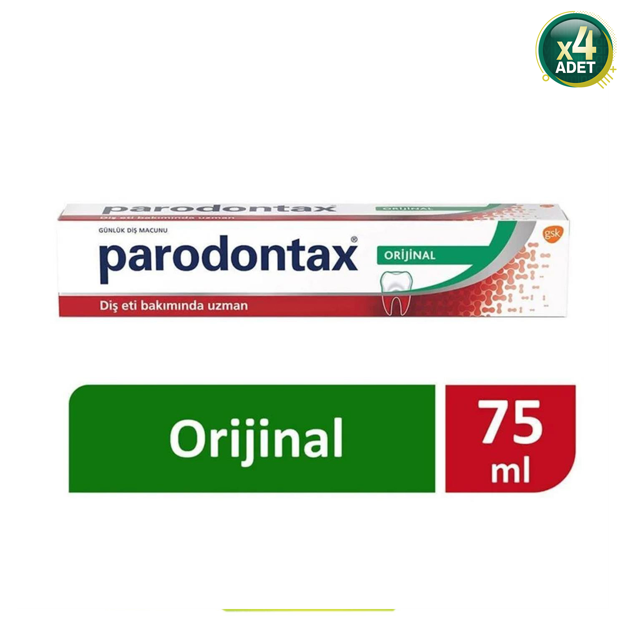 Parodontax Orijinal 75 ml 4 Adet Florürsüz Diş Macunu
