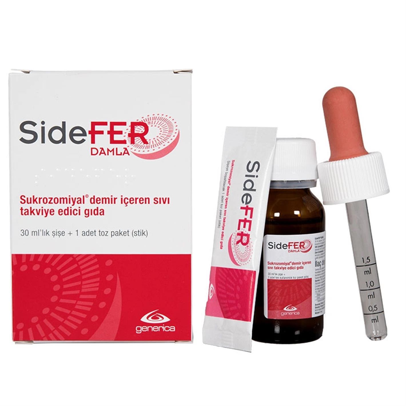 SideFer Damla Takviye Edici Gıda 30ml Şişe + 1 Adet Toz