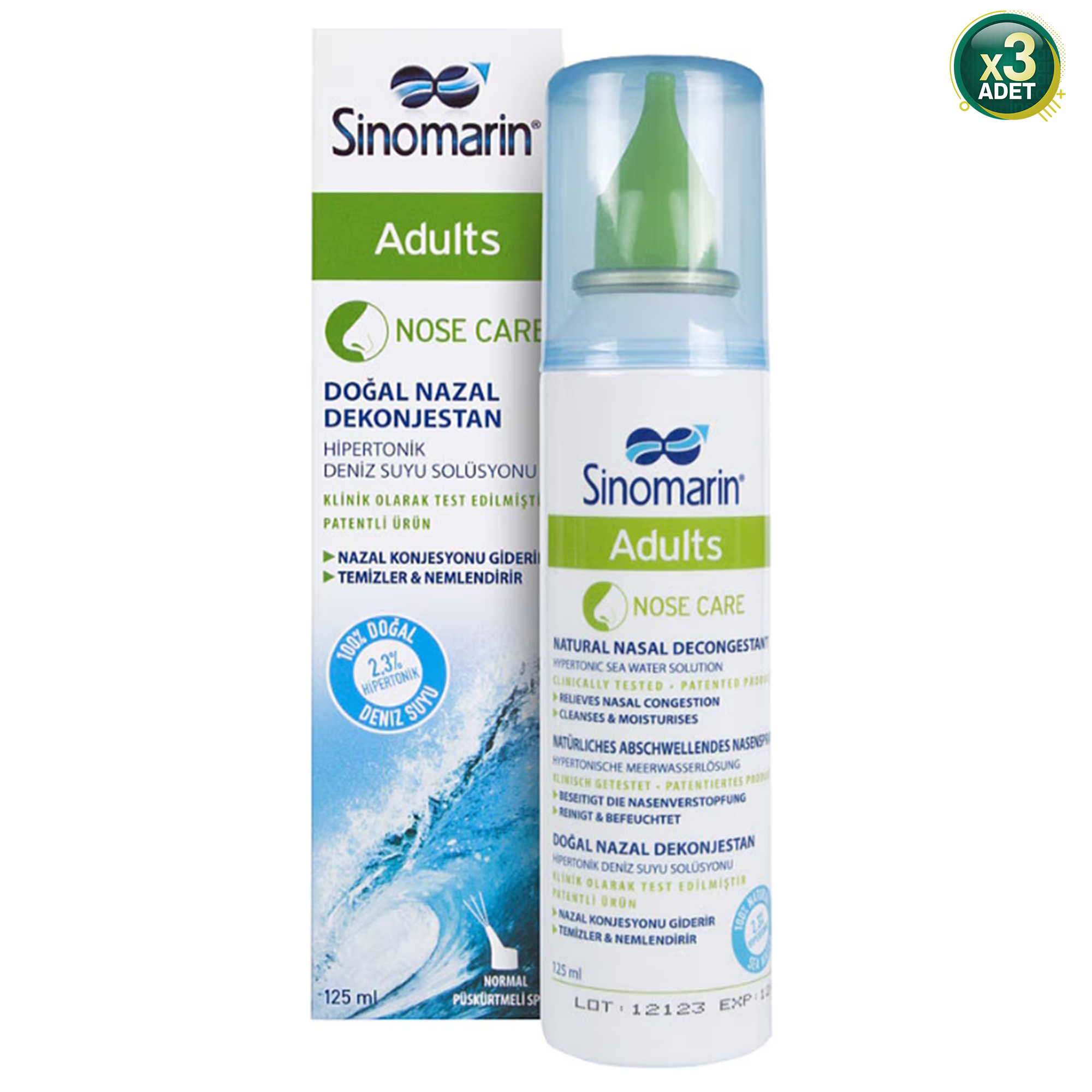Sinomarin Adults Yetişkinler İçin Deniz Suyu 125 ml 3 Adet