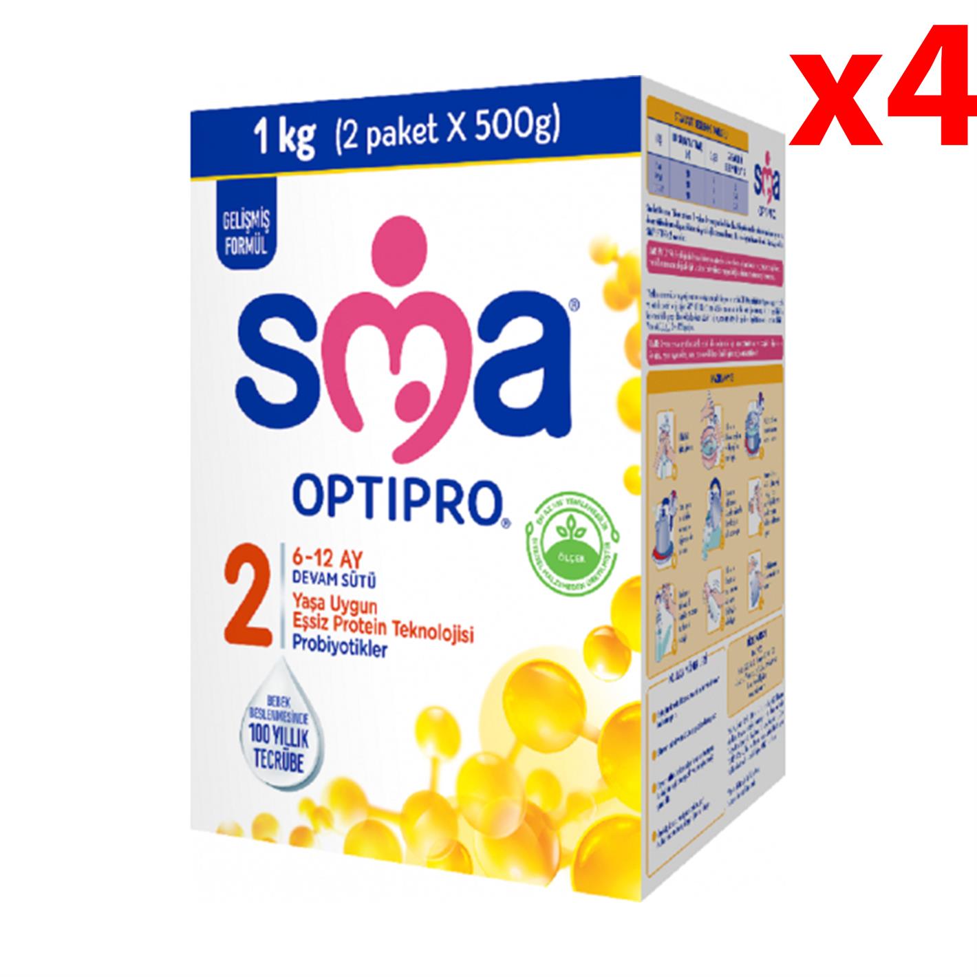 Sma Optıpro Probıyotık 2 Numara Bebek Sütü 1000 GR 4 Adet