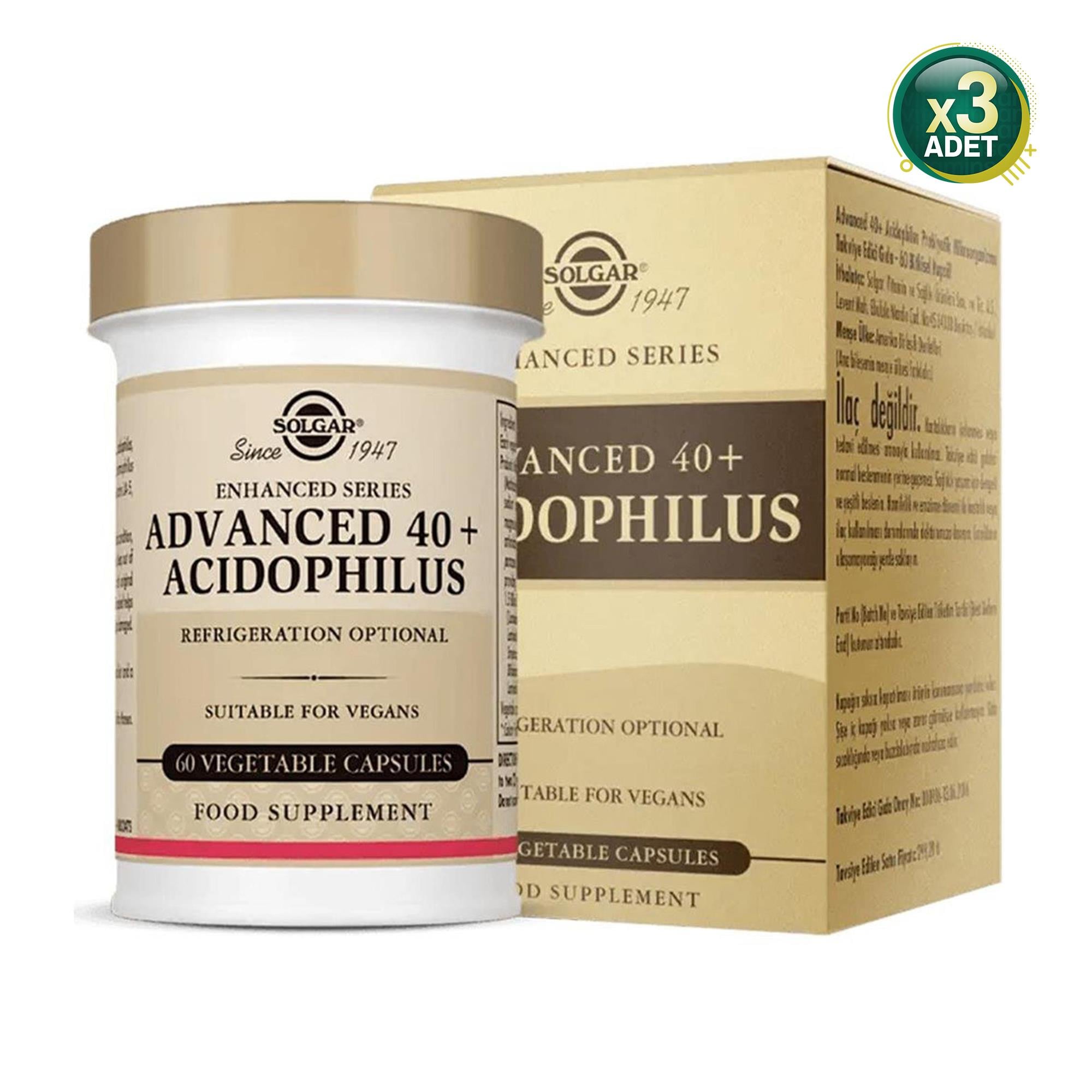 Solgar Advanced 40+ Acidophilus 60 Kapsül 3 Adet