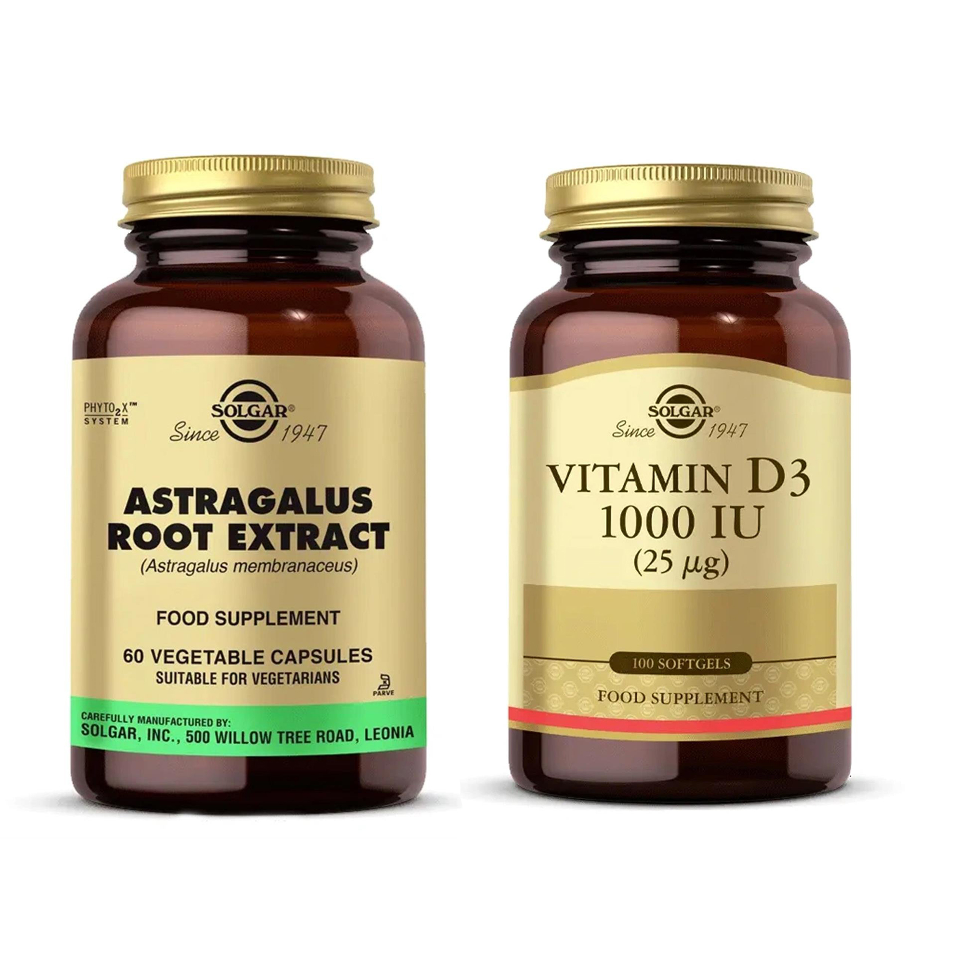 Solgar Astragalus Root Extract 60 Kapsül+ Vitamin D3 1000 Iu 100 Kapsül