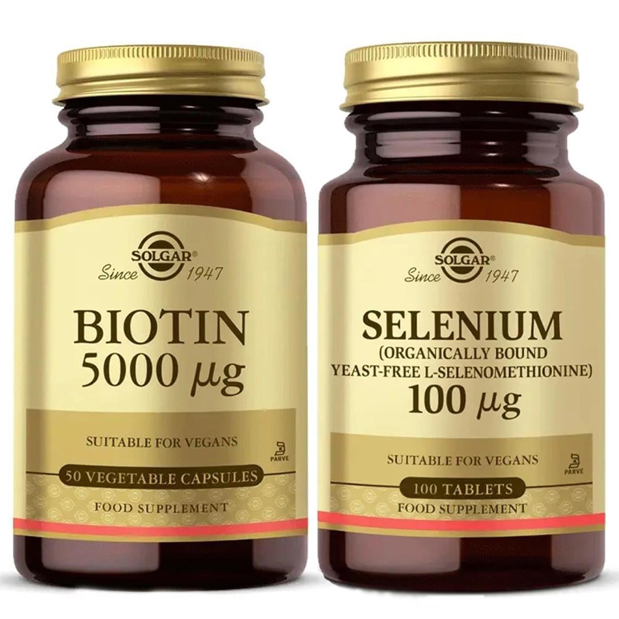 Solgar Biotin 5000 Mcg 50 Kapsül+Solgar Selenium 100 Tablet
