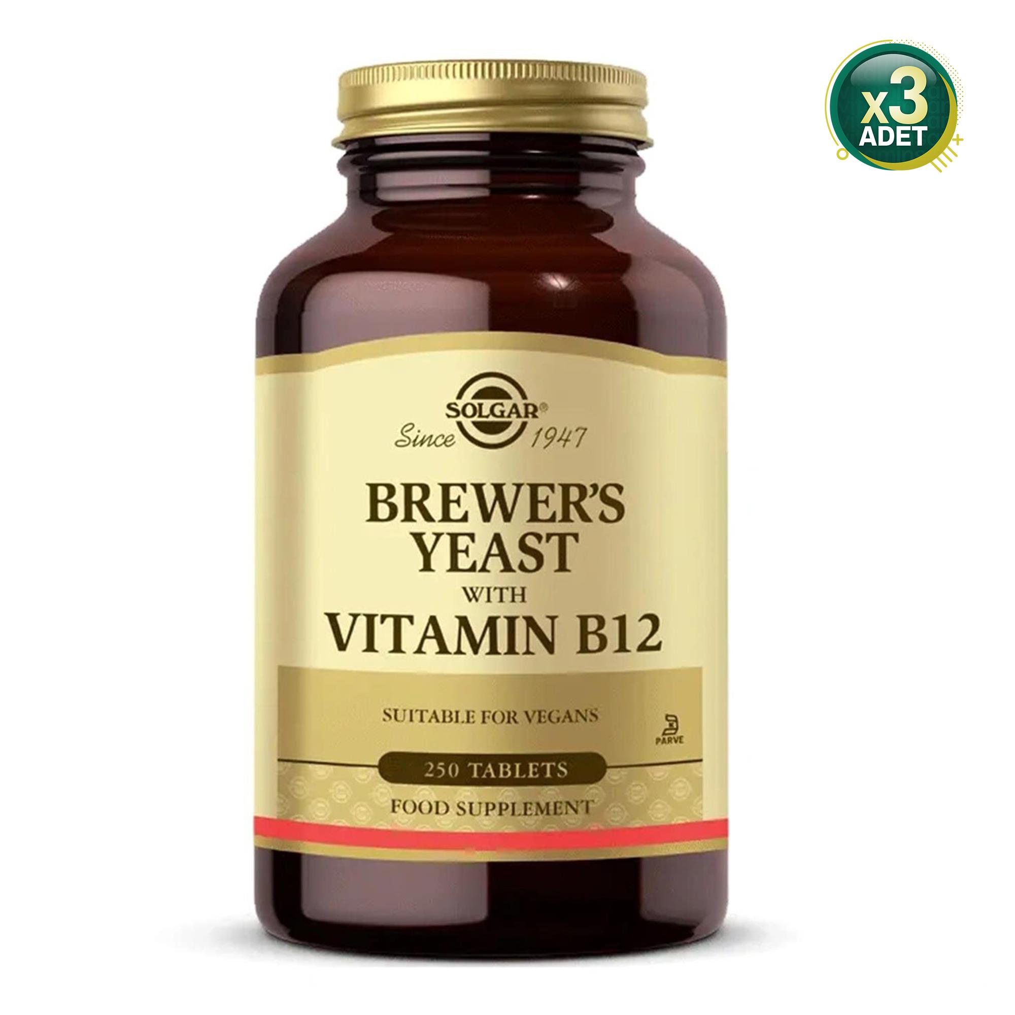 Solgar Brewers Yeast with Vitamin B 12 250 Tablet 3 Adet