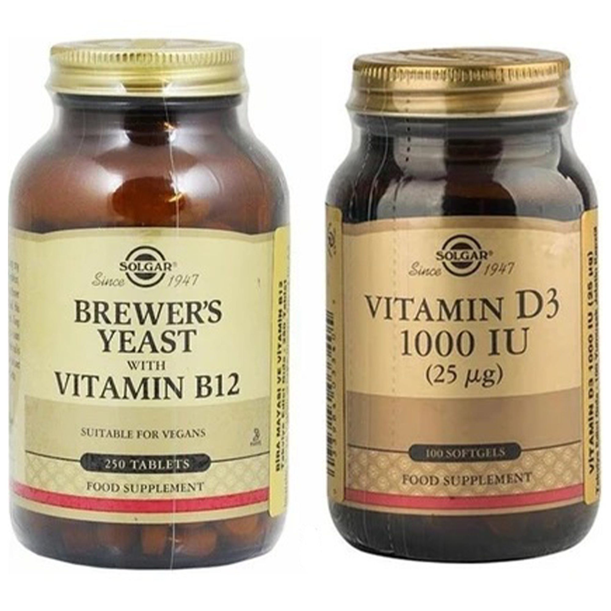 Solgar Brewer's Yeast With Vitamin B12 250 Tablet +Solgar Vitamin D3 1000 Iu 100 Tablet