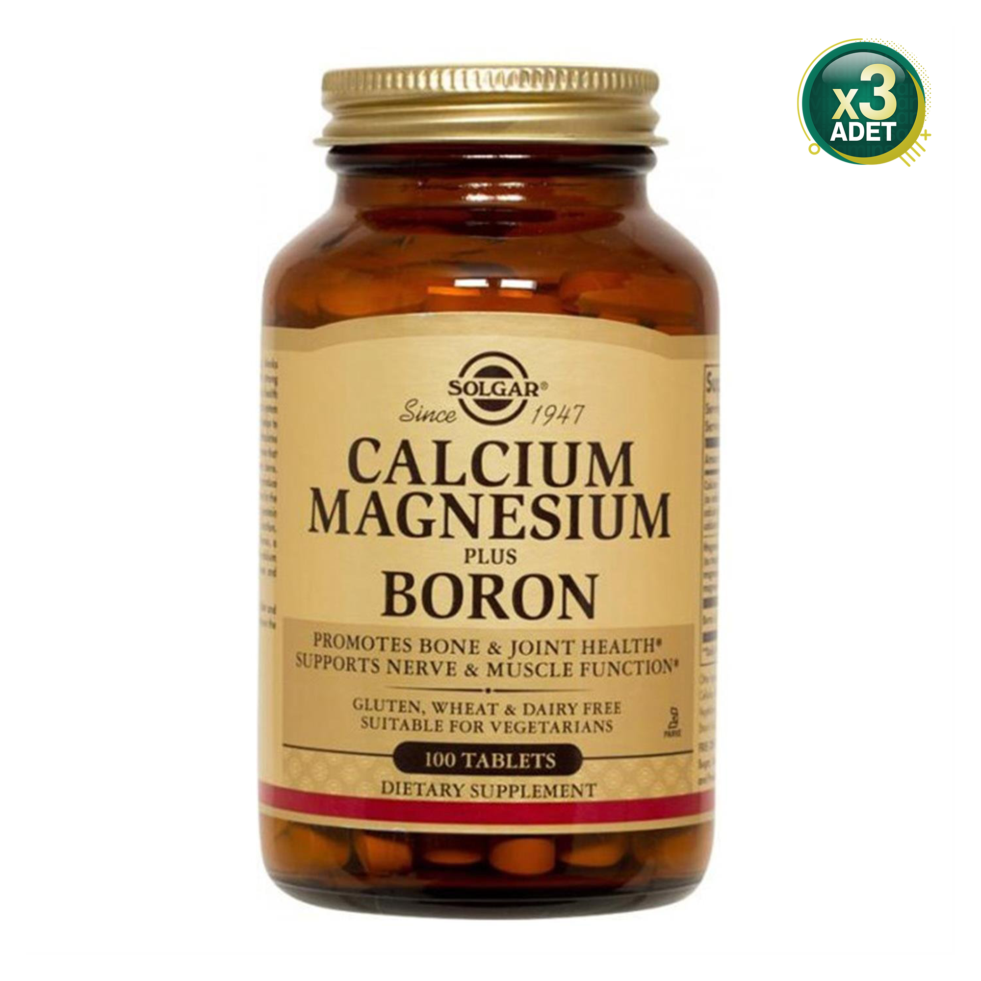 Solgar Calcium Magnesium Plus Boron 100 Tablet 3 Adet