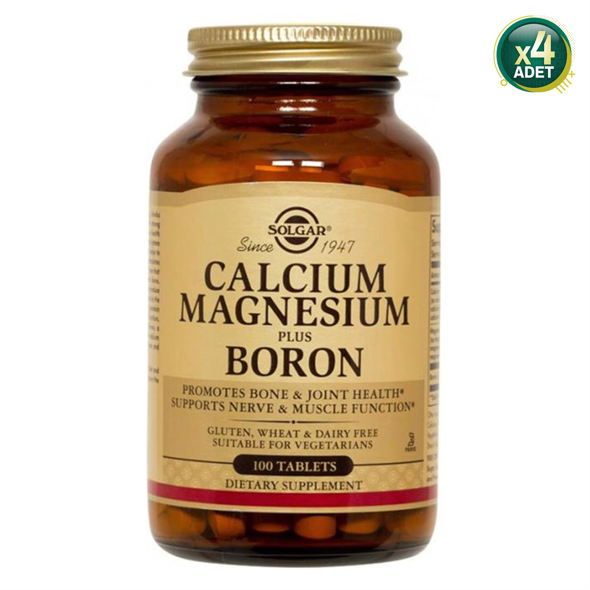 Solgar Calcium Magnesium Plus Boron 100 Tablet 4 Adet