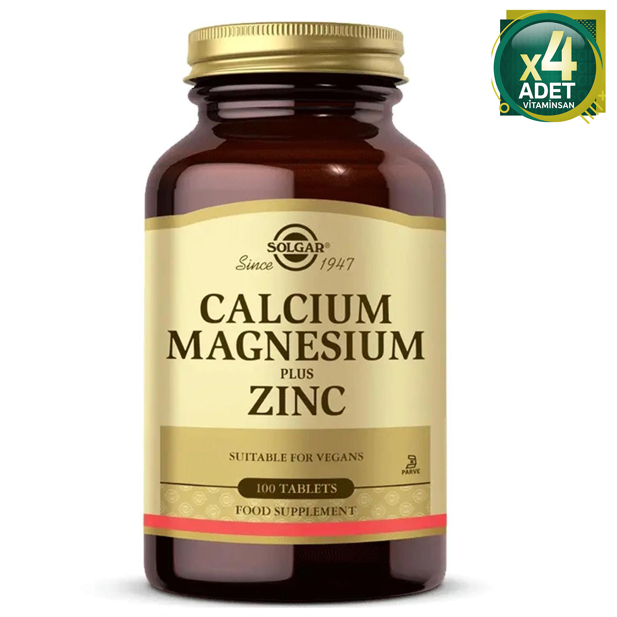 Solgar Calcium Magnesium Plus Zinc 100 Tablet 4 Adet