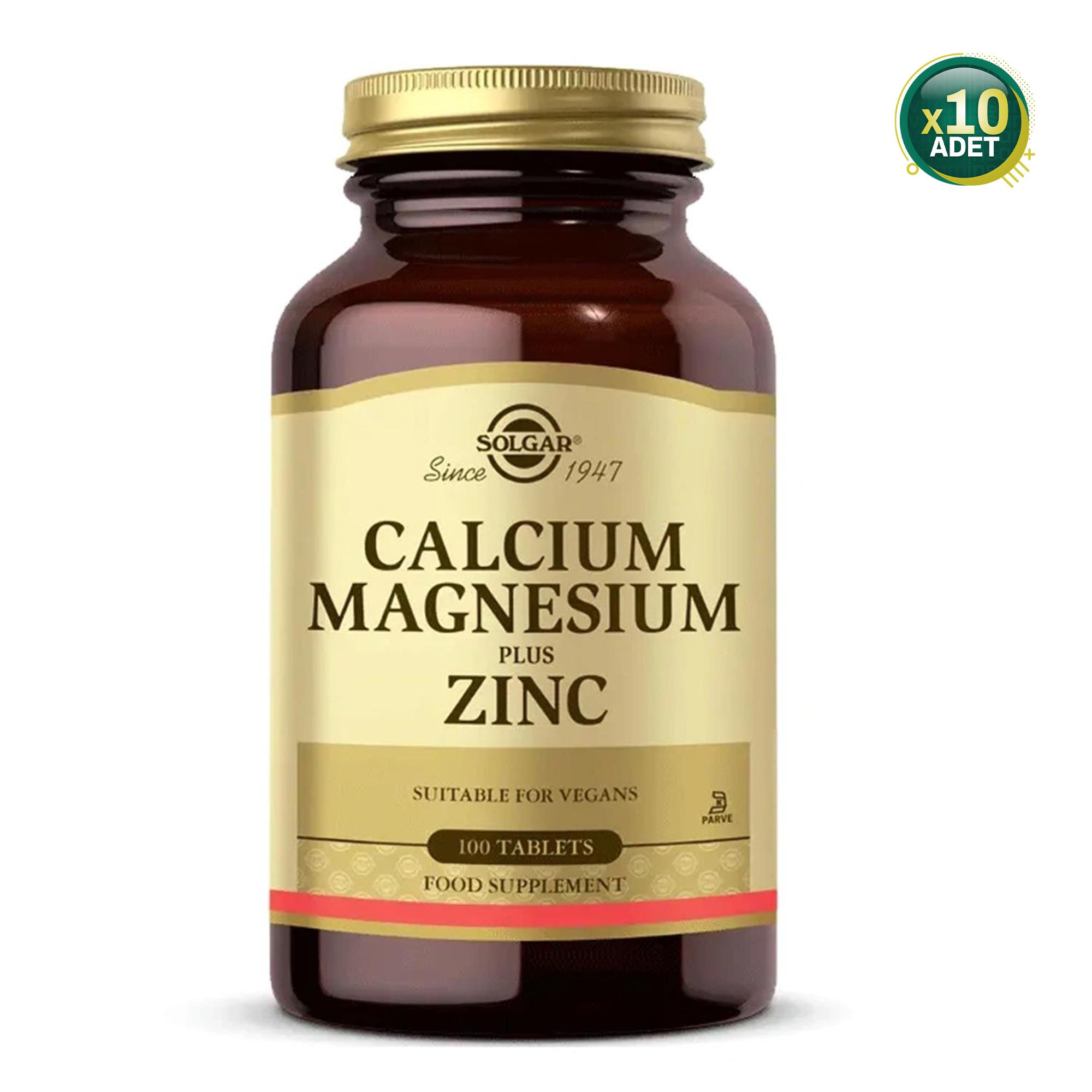 Solgar Calcium Magnesium Plus Zinc 100 Tablet 10 Adet