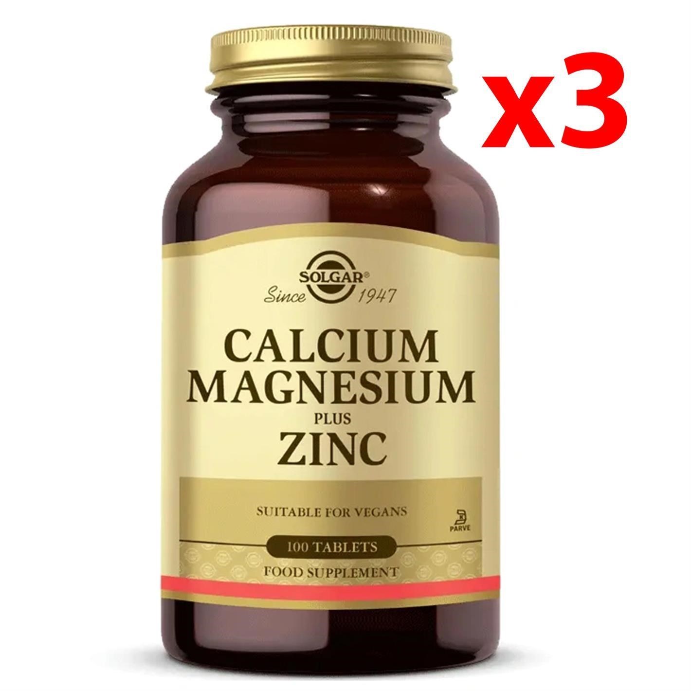 Solgar Calcium Magnesium Plus Zinc 100 Tablet 3 Adet