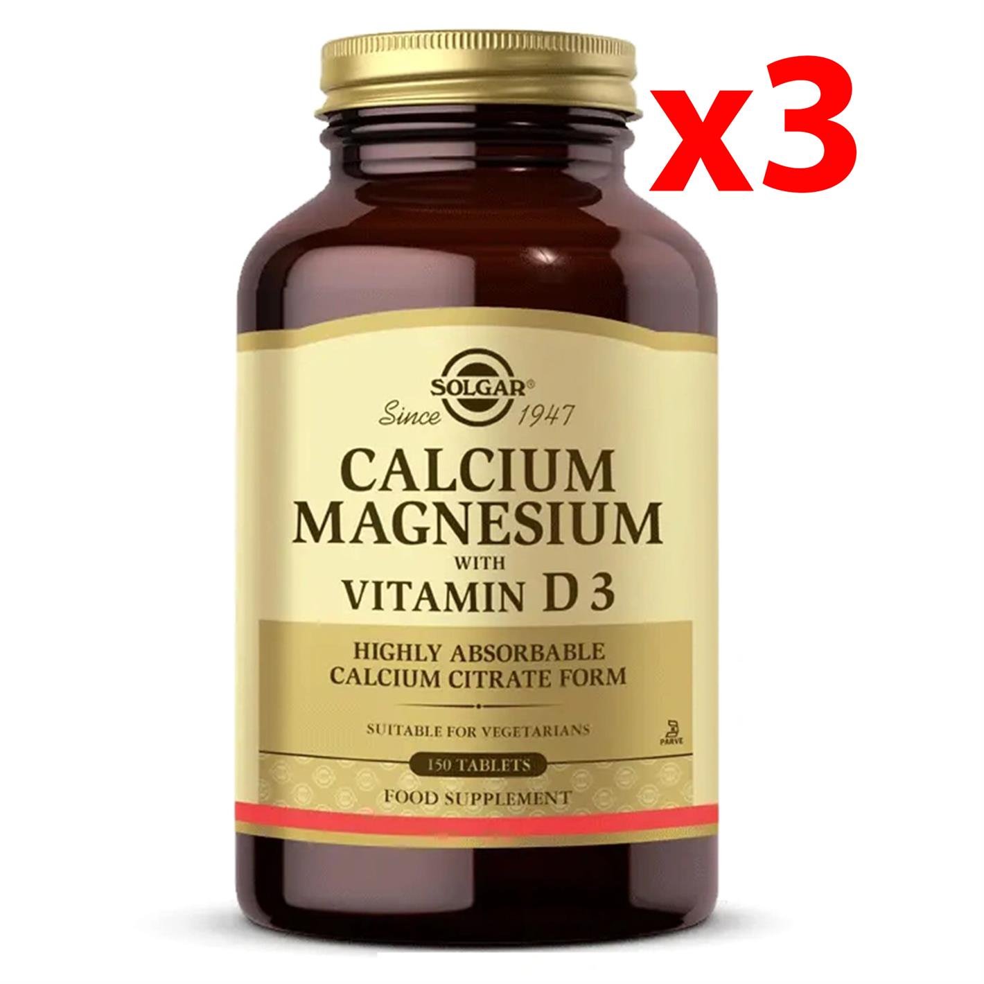 Solgar Calcium Magnesium with Vitamin D3 150 Tablet 3 Adet