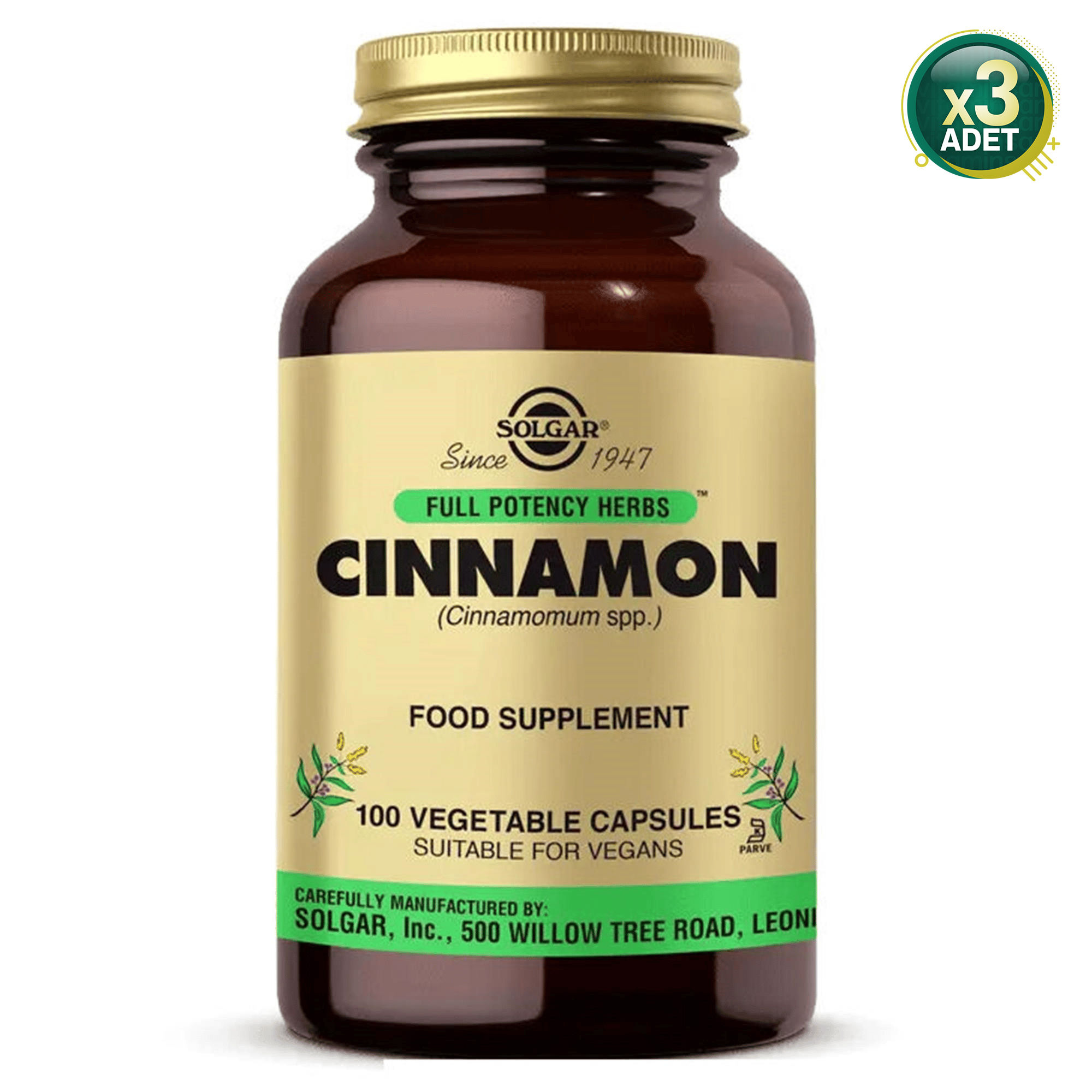 Solgar Cinnamon 100 Kapsül 3'lü