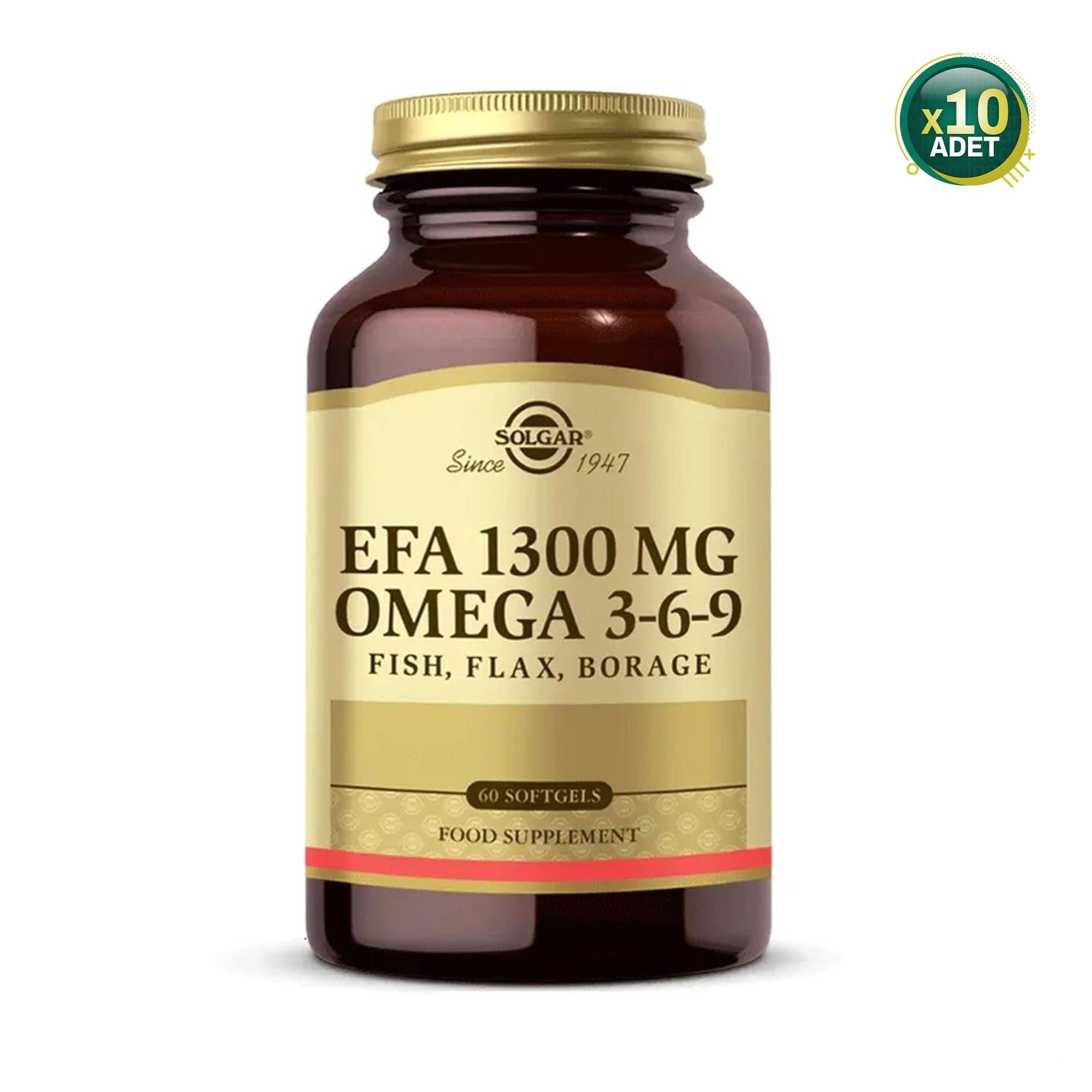 Solgar EFA 1300 mg Omega 3-6-9 60 Kapsül 10 Adet