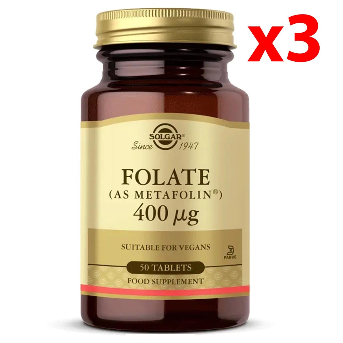 Solgar Folate (Metafolin) 400 mcg 50 Tablet 3 Adet