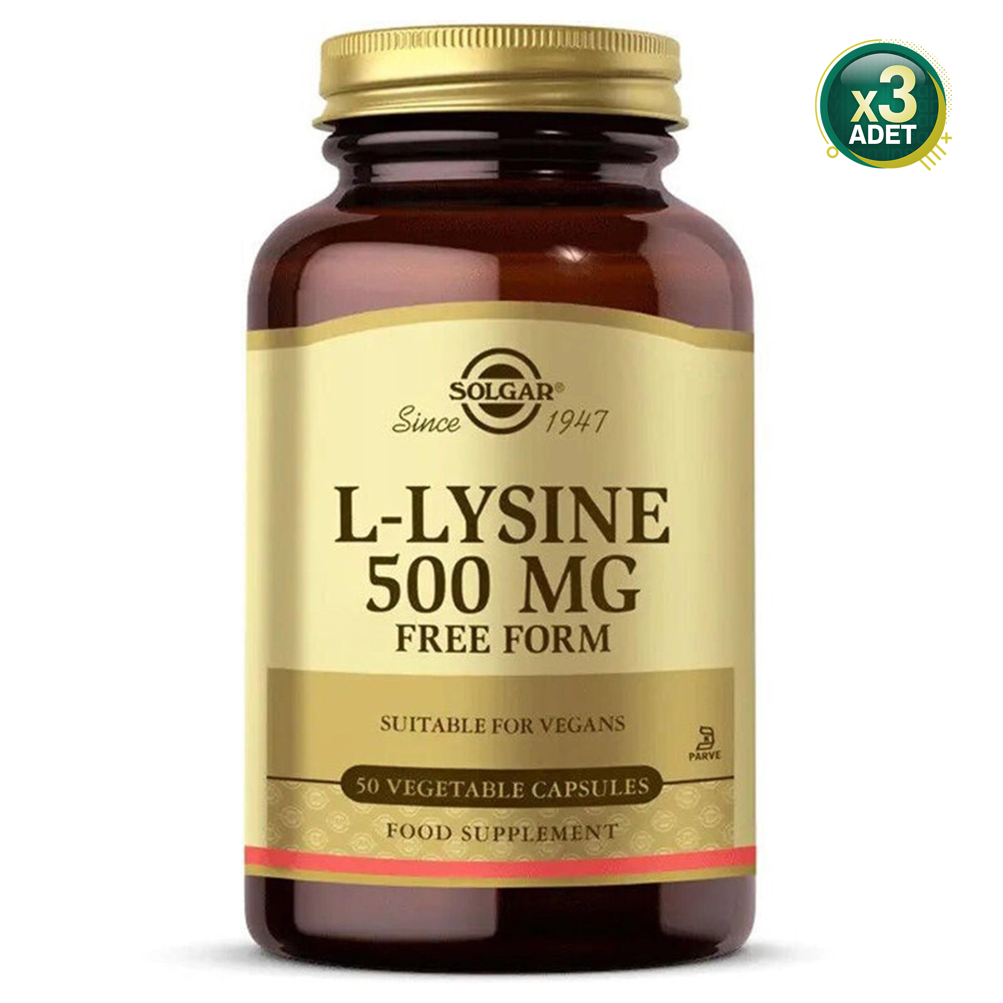 Solgar L-Lysine 500 Mg Free Form 50 Kapsül 3 Adet