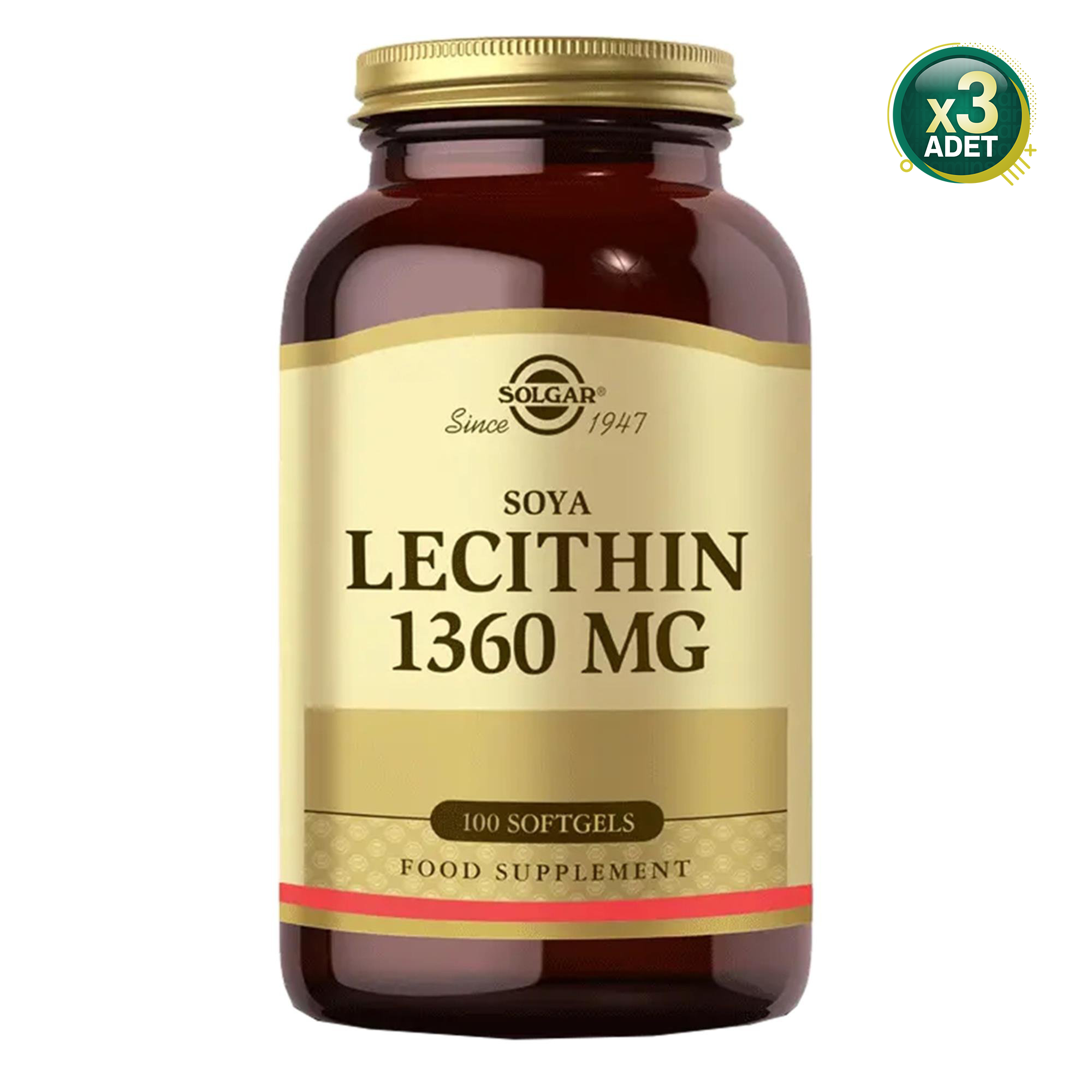 Solgar Lecithin 1360 mg 100 Yumuşak Jelatin Kapsül 3 Adet