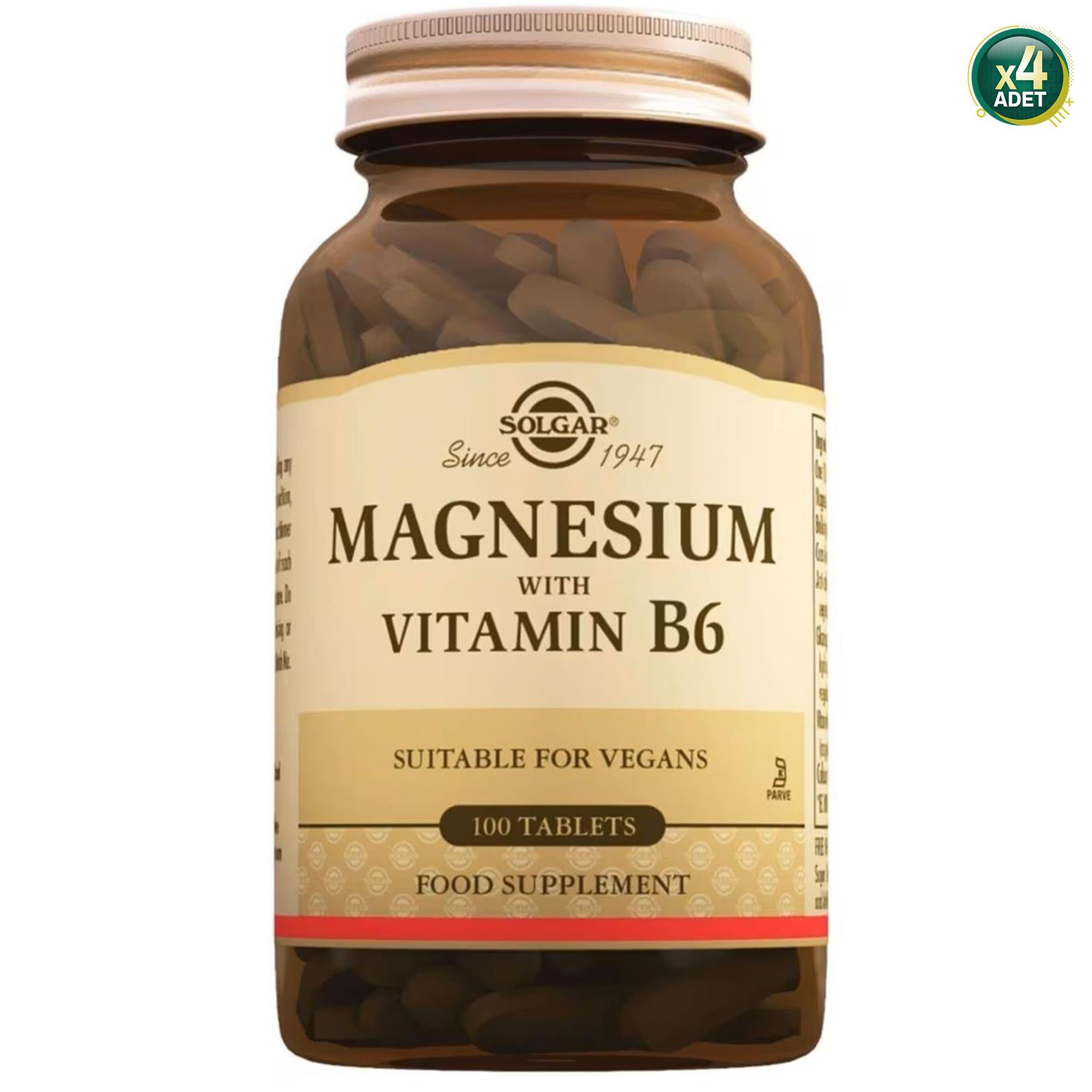 Solgar Magnesium With Vitamin B6 100 Tablet 4 Adet