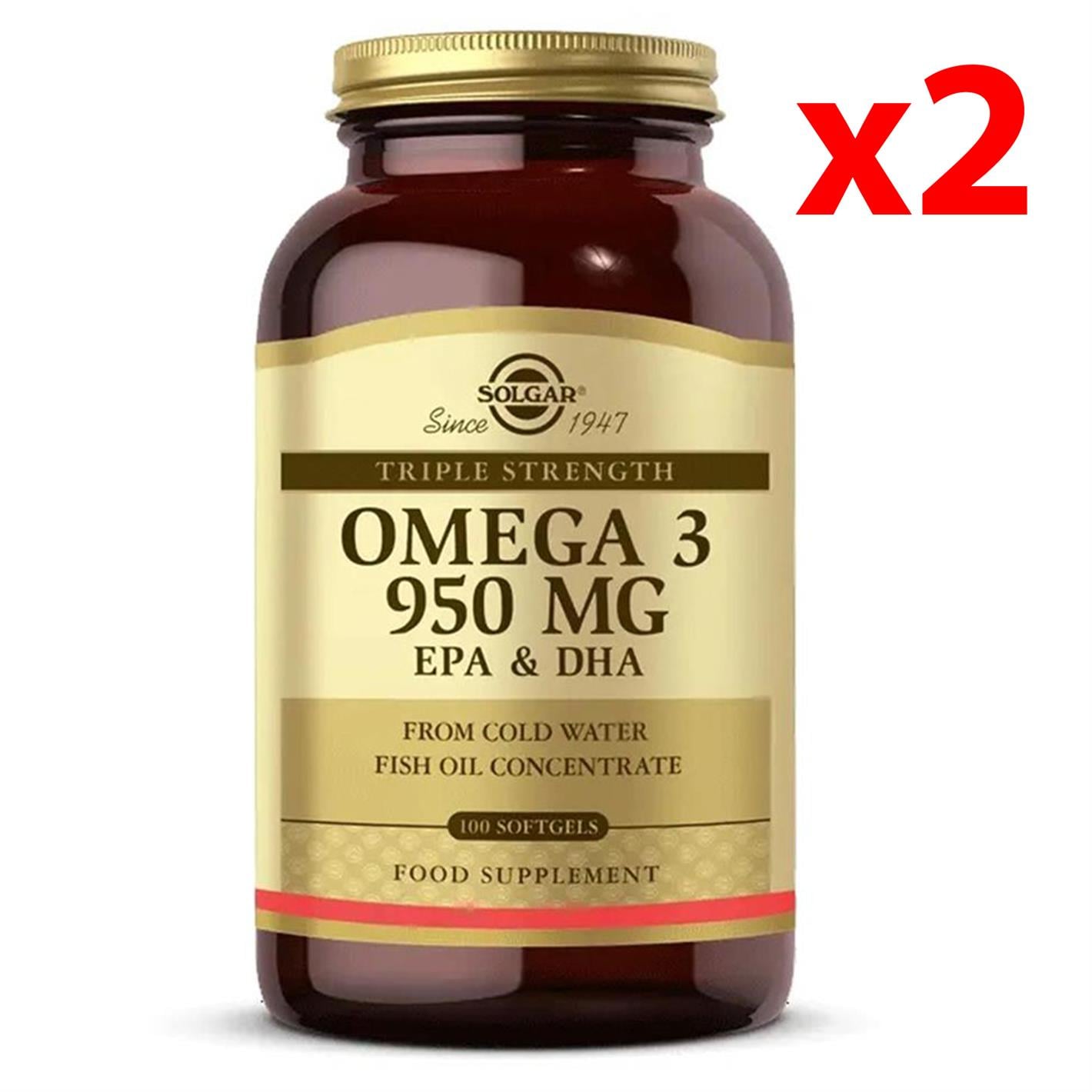 Solgar Omega 3 950 mg 100 Yumuşak Jelatinli Kapsül 2 Adet