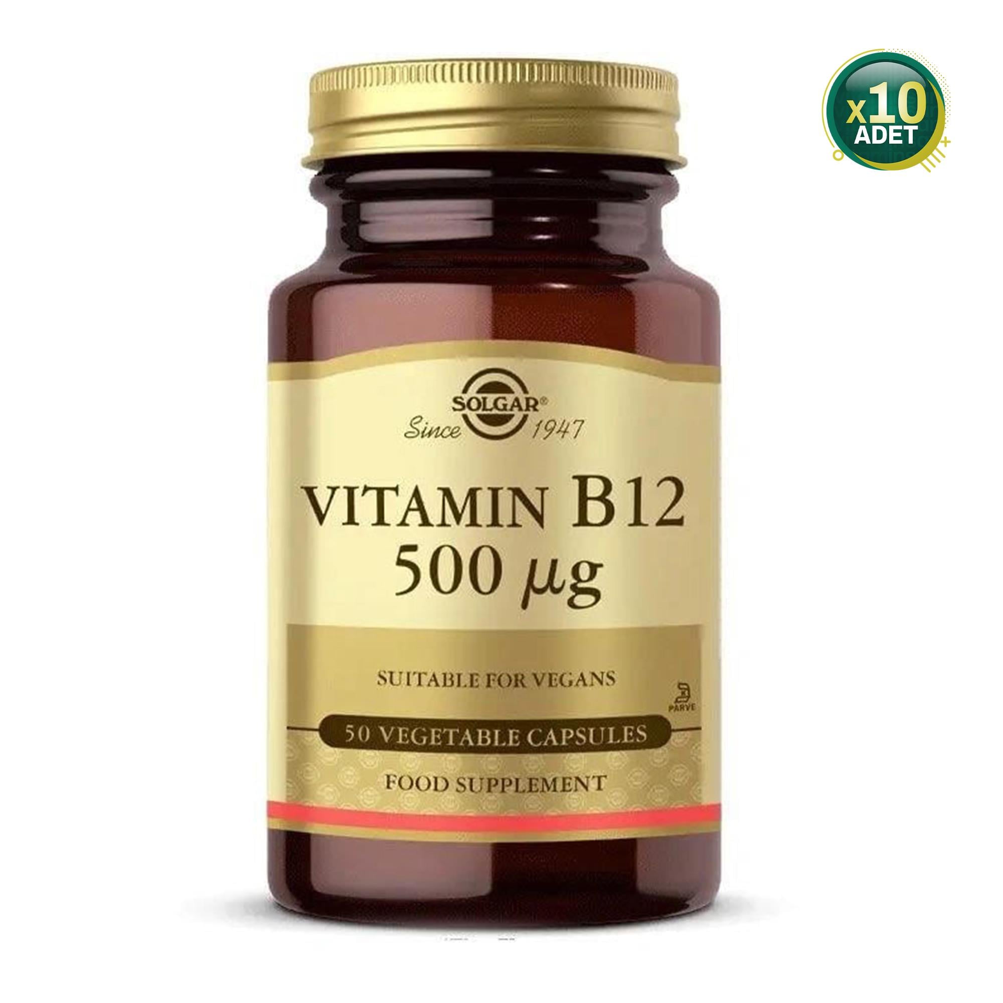 Solgar Vitamin B12 500 mcg 50 Kapsül 10 Adet