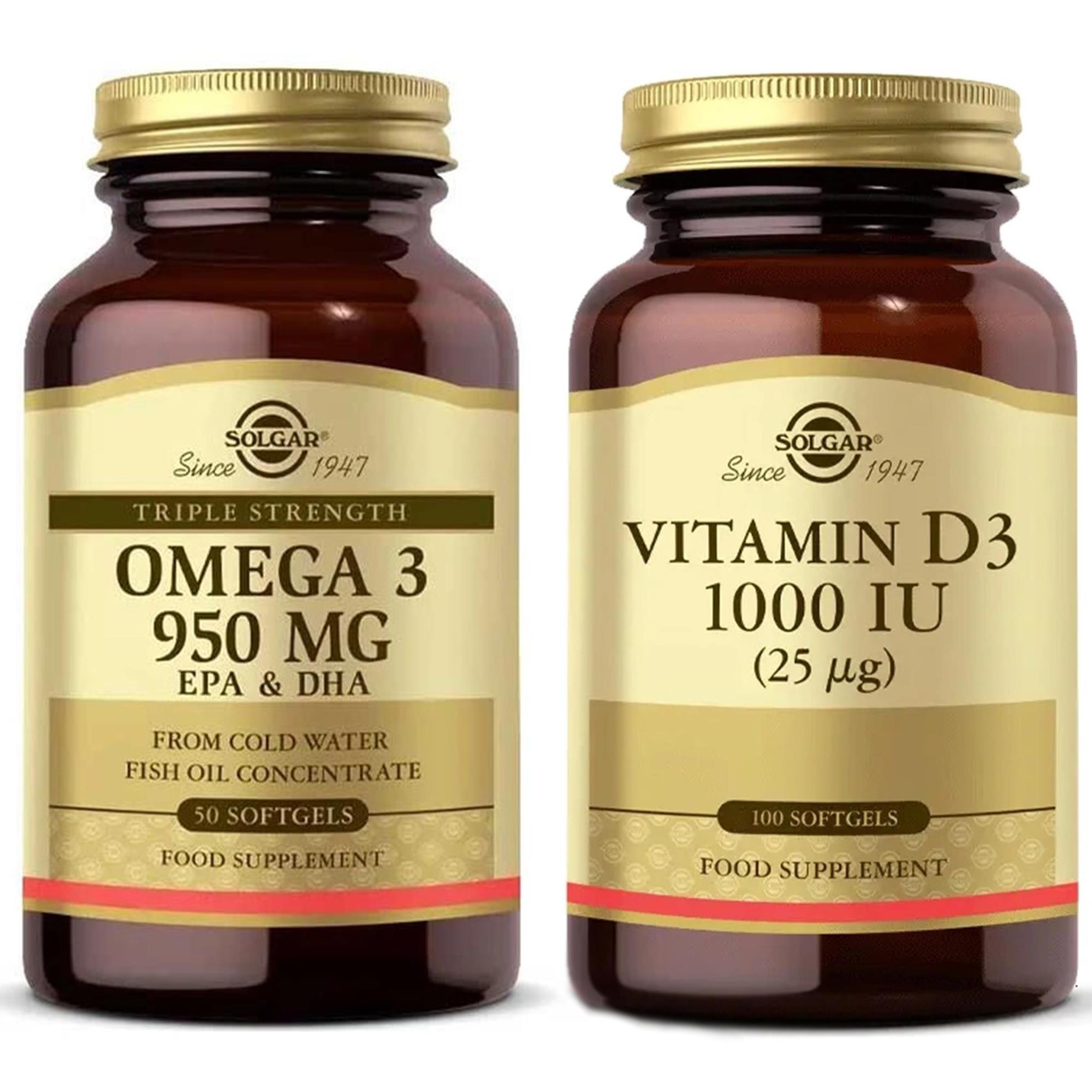 Solgar Vitamin D3 1000ıu Yumuşak 100 Kapsül & Omega 3 950 Mg 50 Kapsül