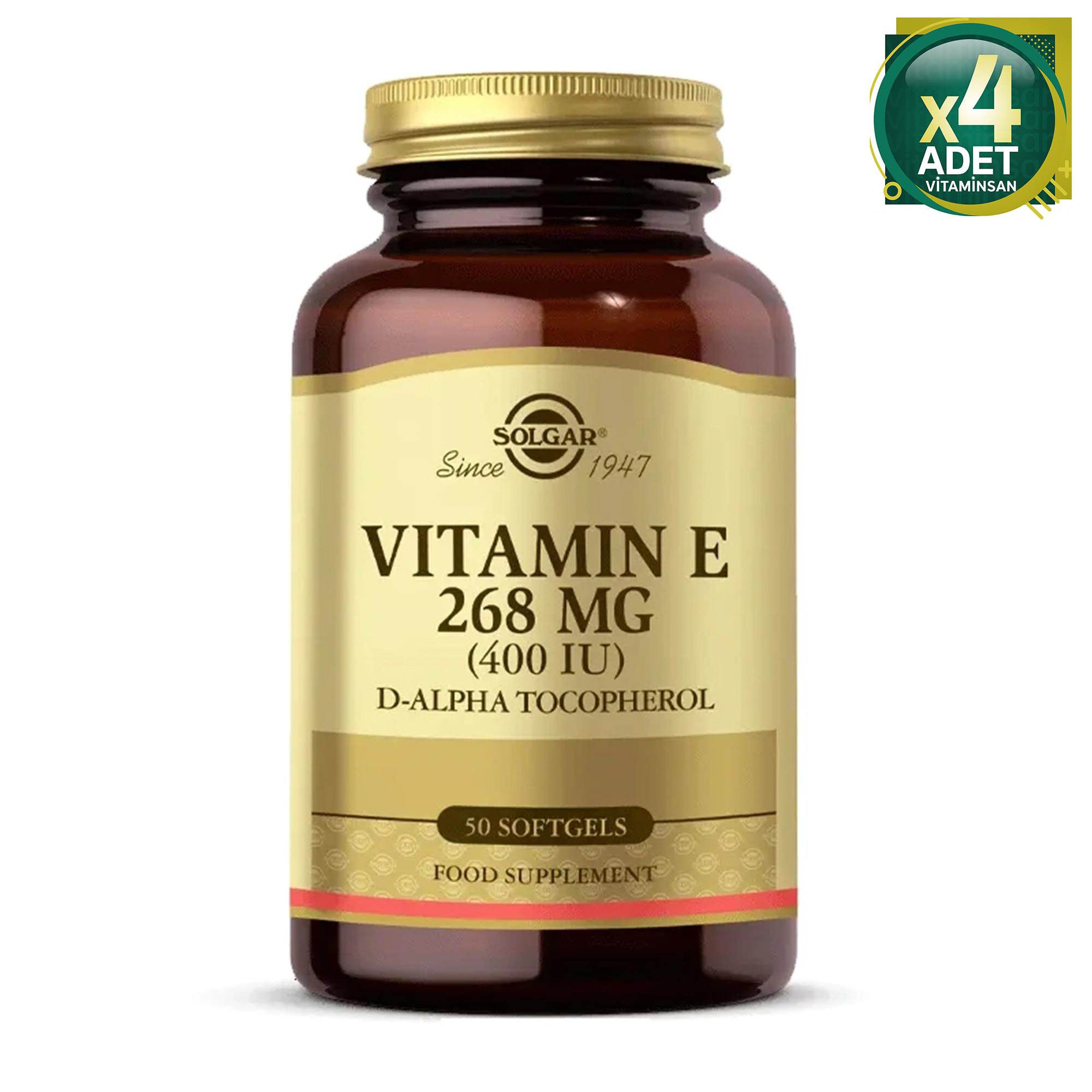 Solgar Vitamin E 400 IU 50 Softgel 4 Adet 