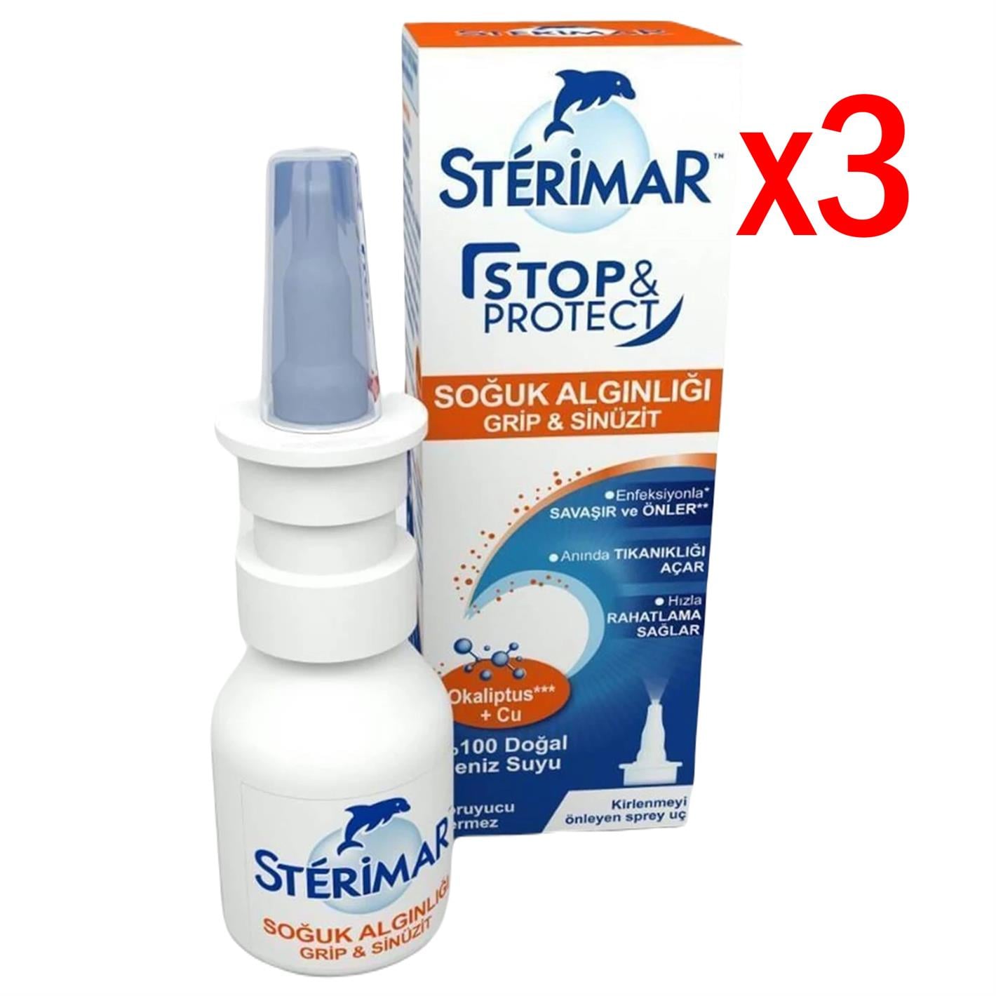Sterimar Stop & Protect Soğuk Algınlığı Burun Spreyi 20 ml 3 Adet
