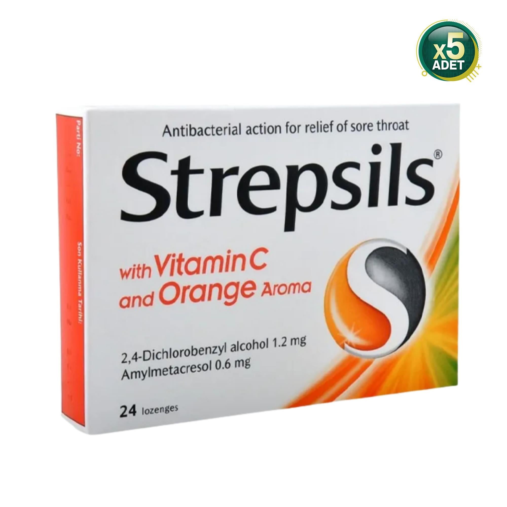 Strepsils C Vitaminli Portakal Aromalı Pastil 24 Adet - 5 Adet