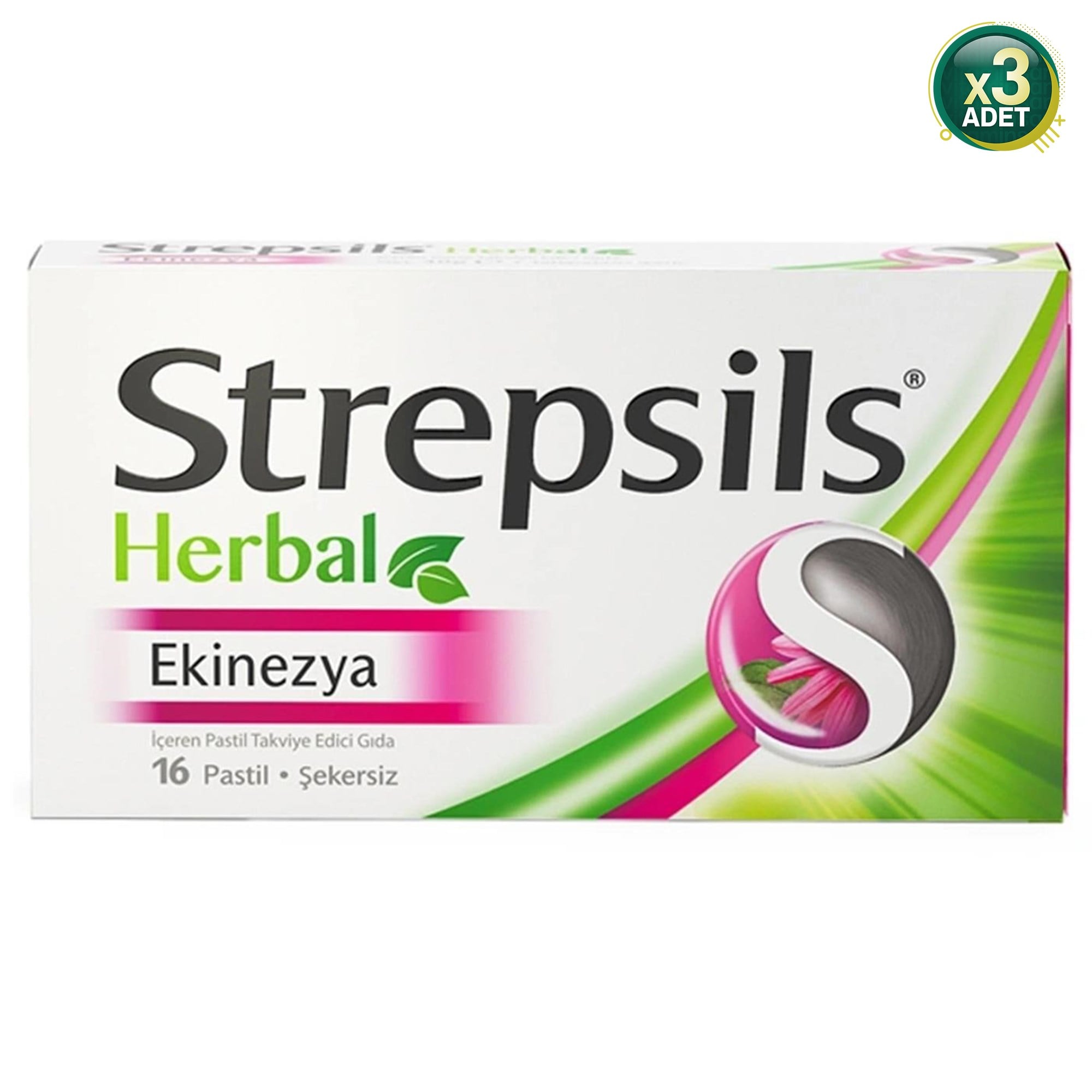 Strepsils Herbal Defence Ekinezya ve Kara Mürver Takviye Edici Gıda 16 Pastil 3 Adet