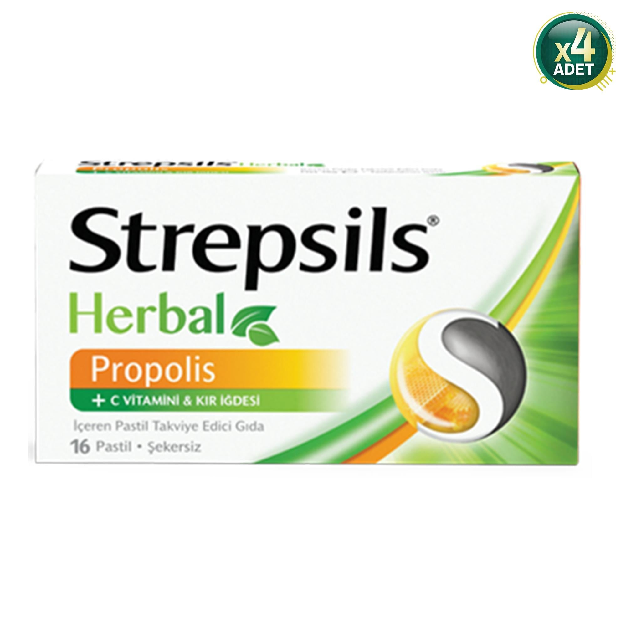Strepsils Herbal Propolis 16 Pastil 4'lü Paket