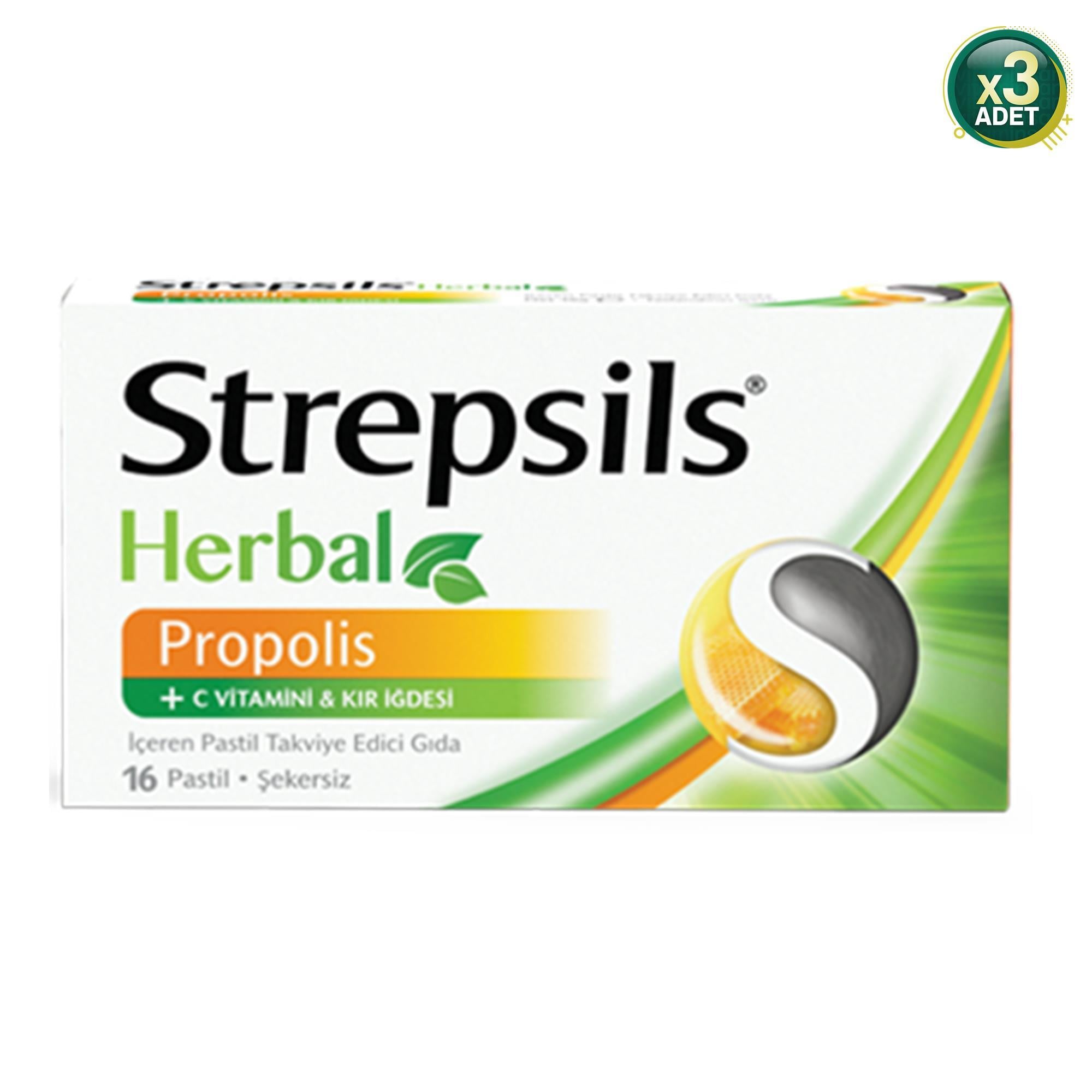 Strepsils Herbal Propolis Aromalı 16 Pastil 3 Adet