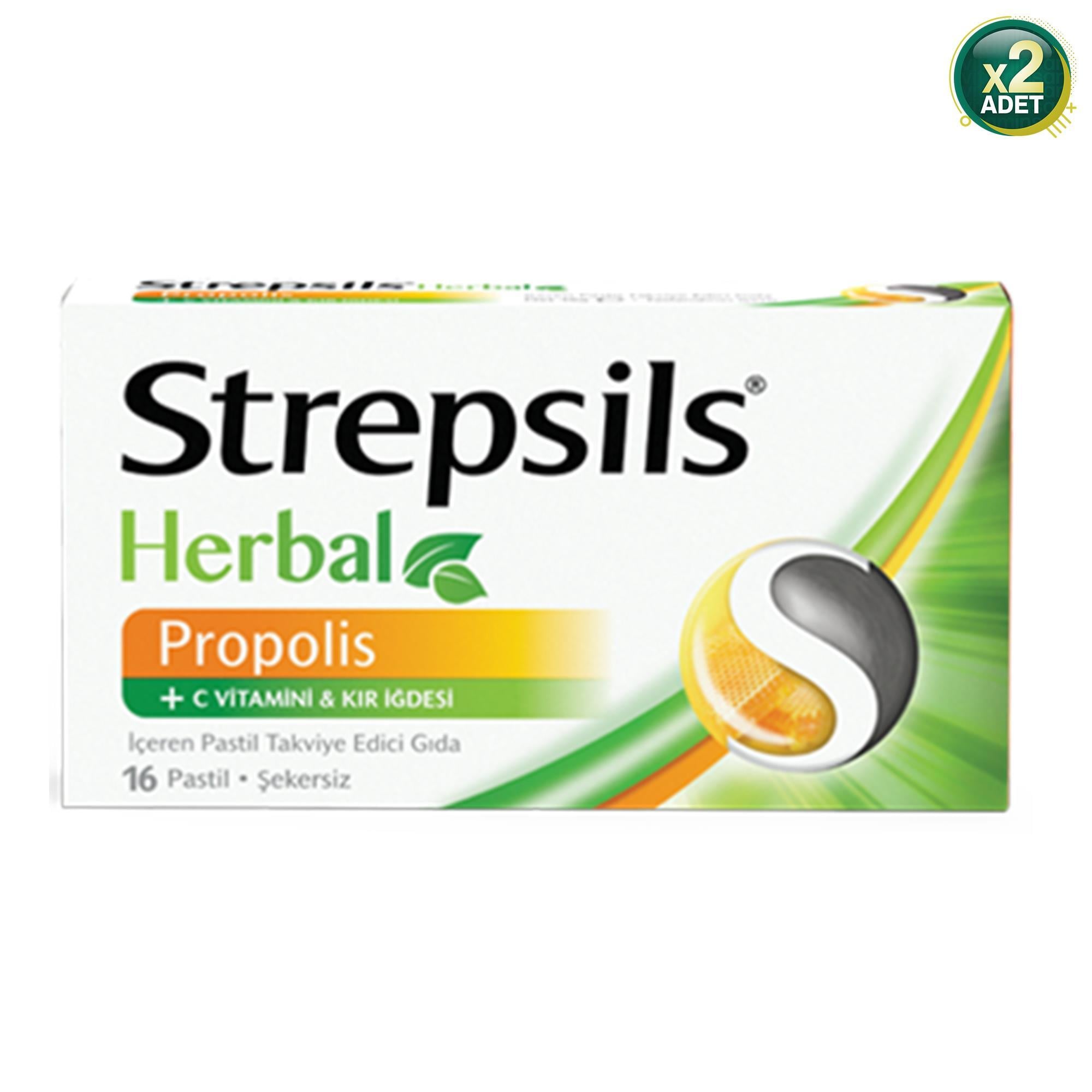 Strepsils Herbal Propolis ve C Vitaminli 16'lı Pastil 2 Adet