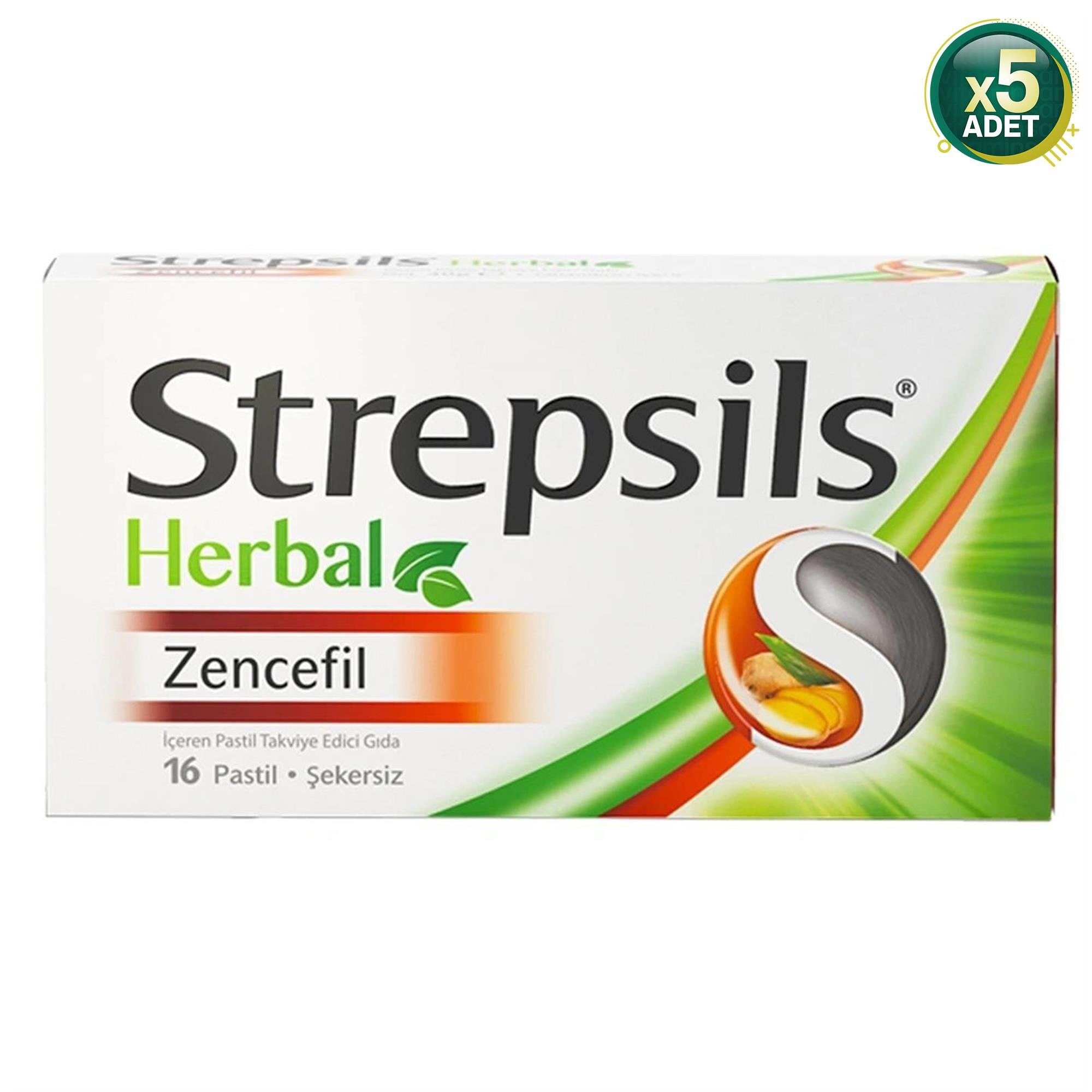 Strepsils Herbal Zencefil Aromalı 16 Pastil 5 Adet - Sade