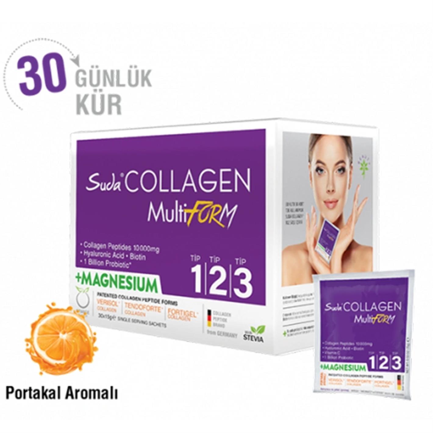 Suda Collagen Multiform+ Magnesium 30 x 15 gr - Portakal Aromalı