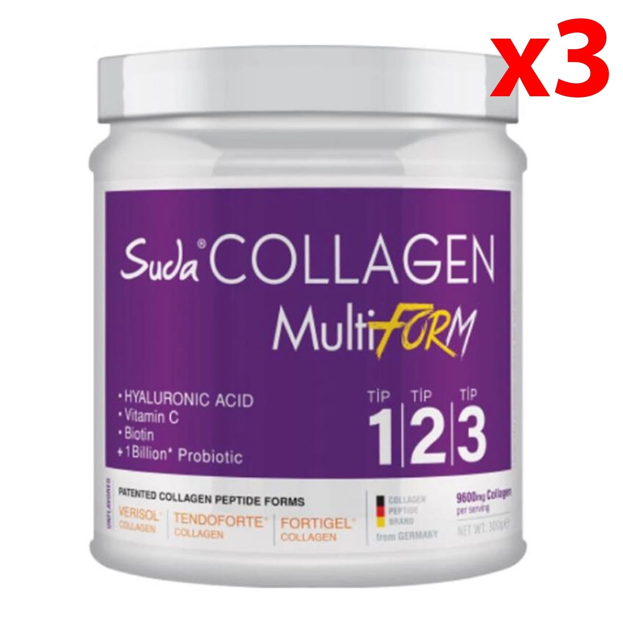 Suda Collagen + Probiyotik Aromasız Aromalı Takviye Edici Gıda 300 g 3 Adet