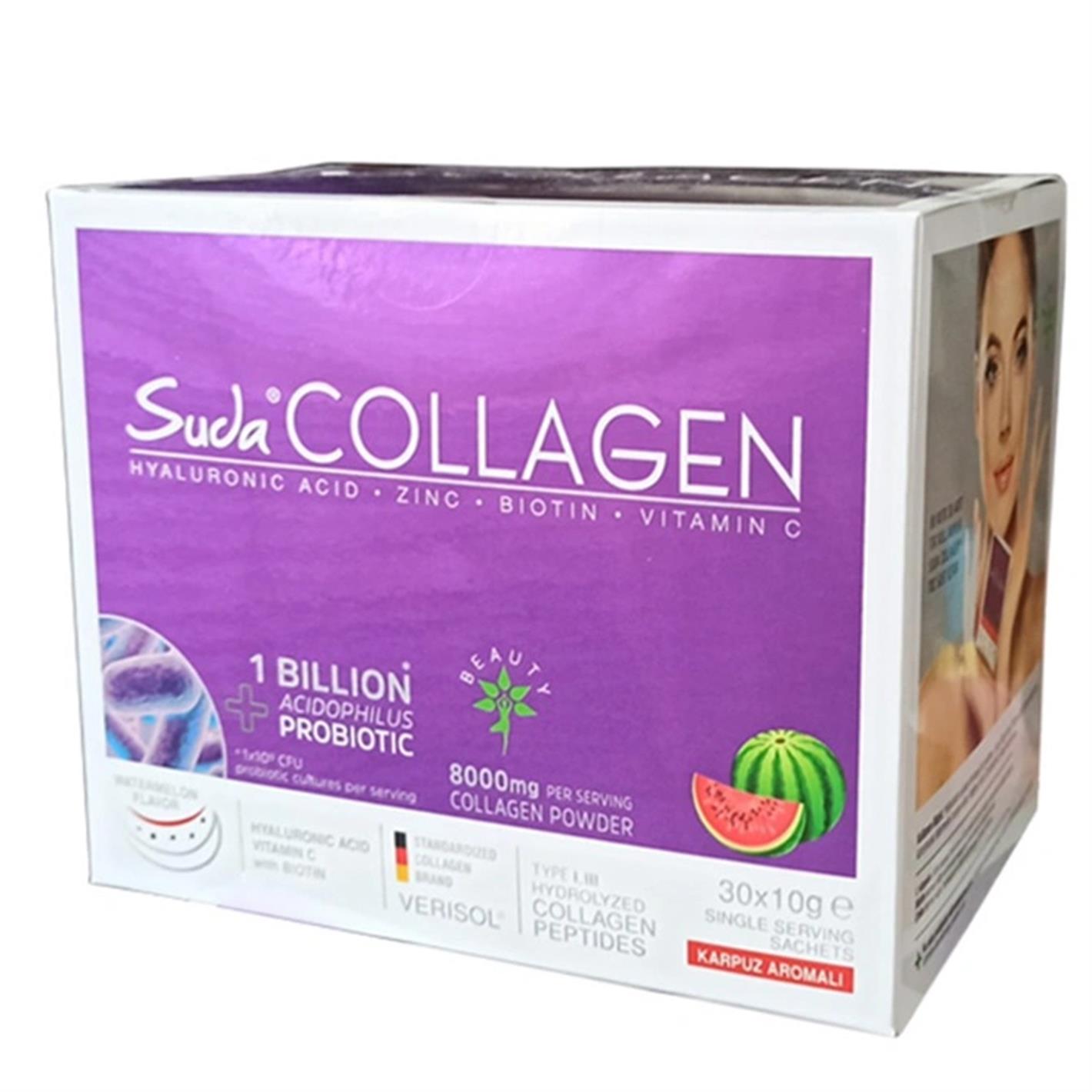 Suda Collagen Takviye Edici Gıda Karpuz Aromalı 30 x 10 gr - Toz Saşe