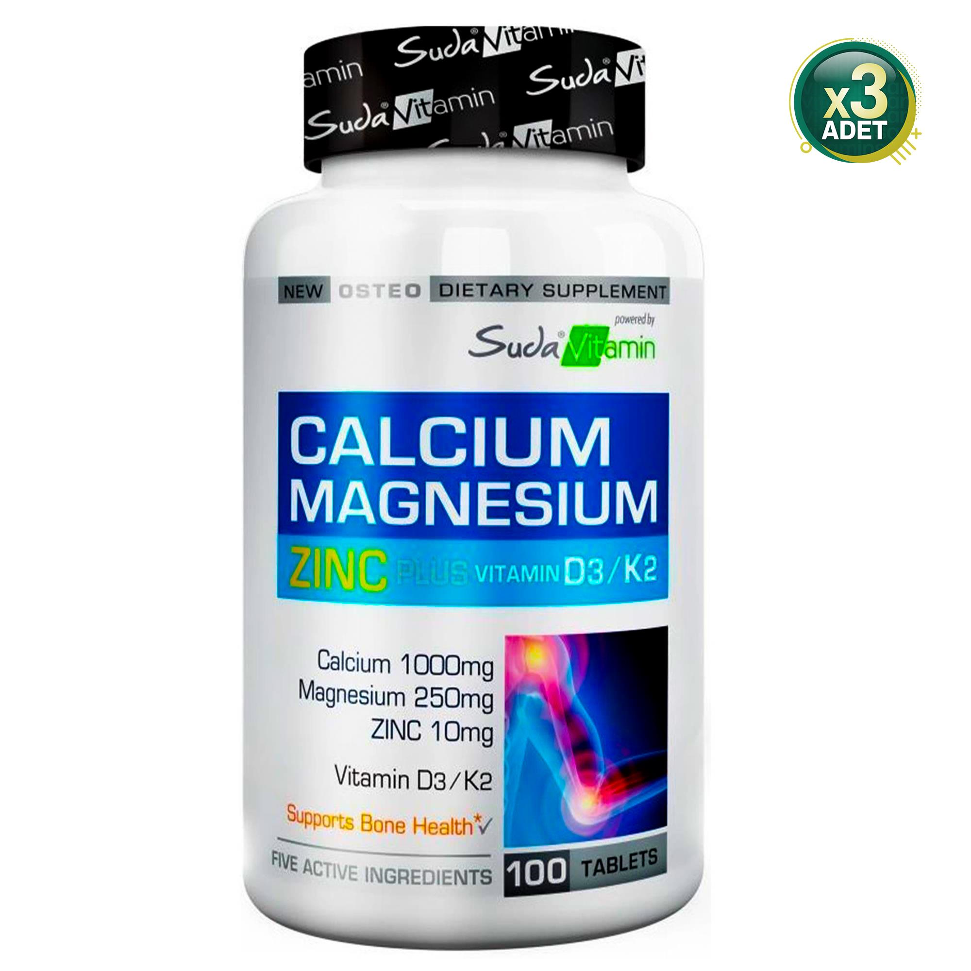 Suda Vitamin Calcium Magnesium Zinc Plus 100 Tablet 3 Adet